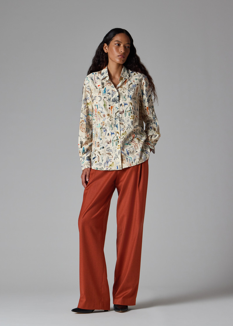 Women's Cream 'Little Beasts' Cotton-Blend Shirt 5