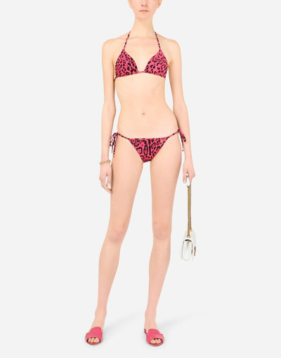 Dolce & Gabbana Triangle bikini top with neon leopard print outlook