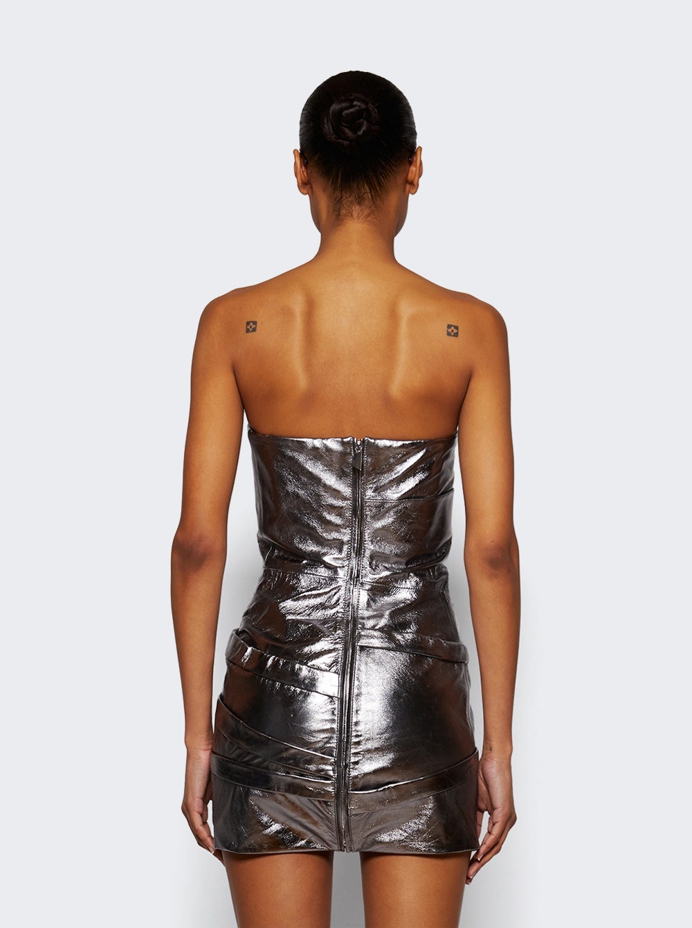 Mini Mirror Leather Dress Silver - 5