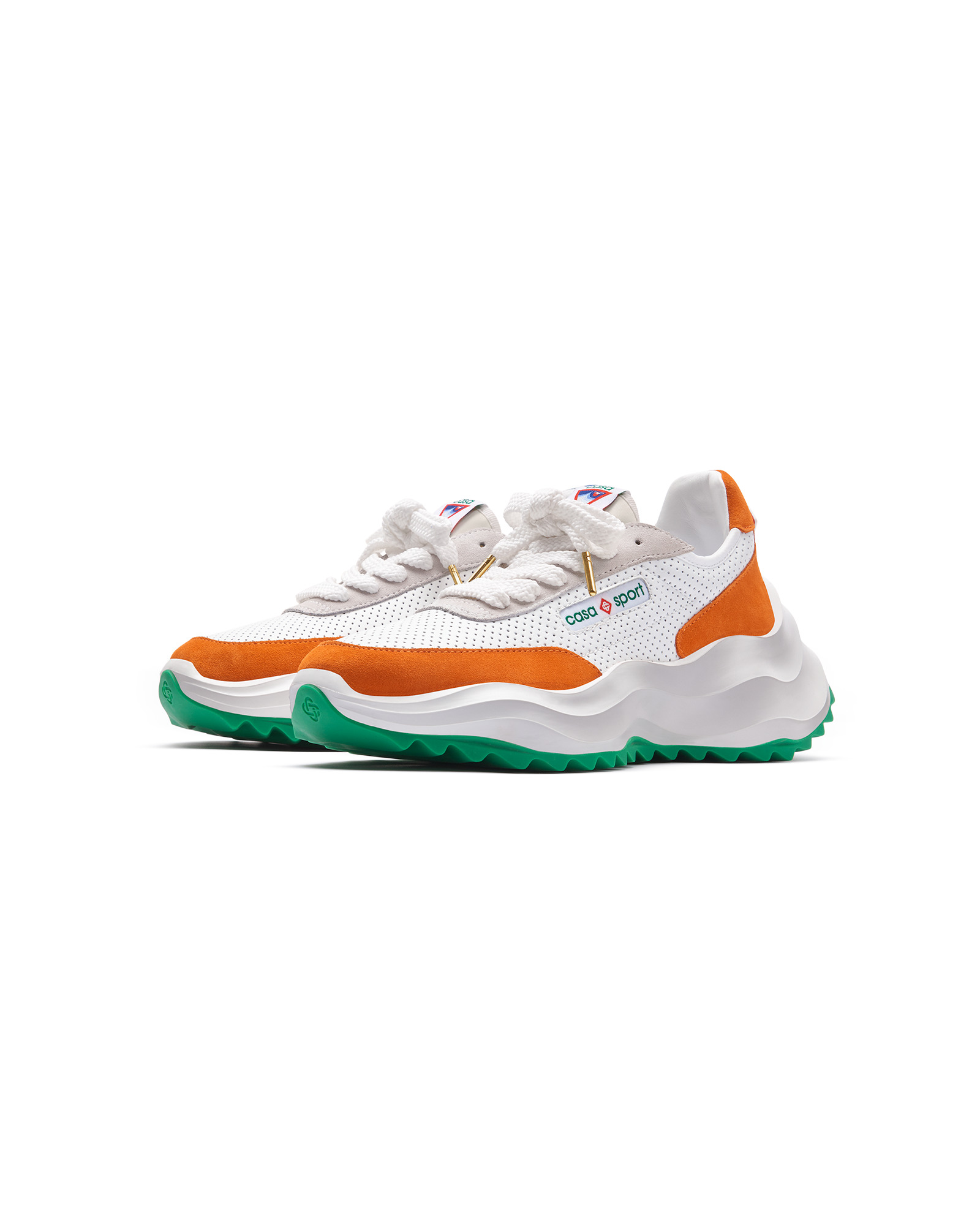 CASABLANCA Mens Atlantis White & Clay Orange Sneaker | REVERSIBLE