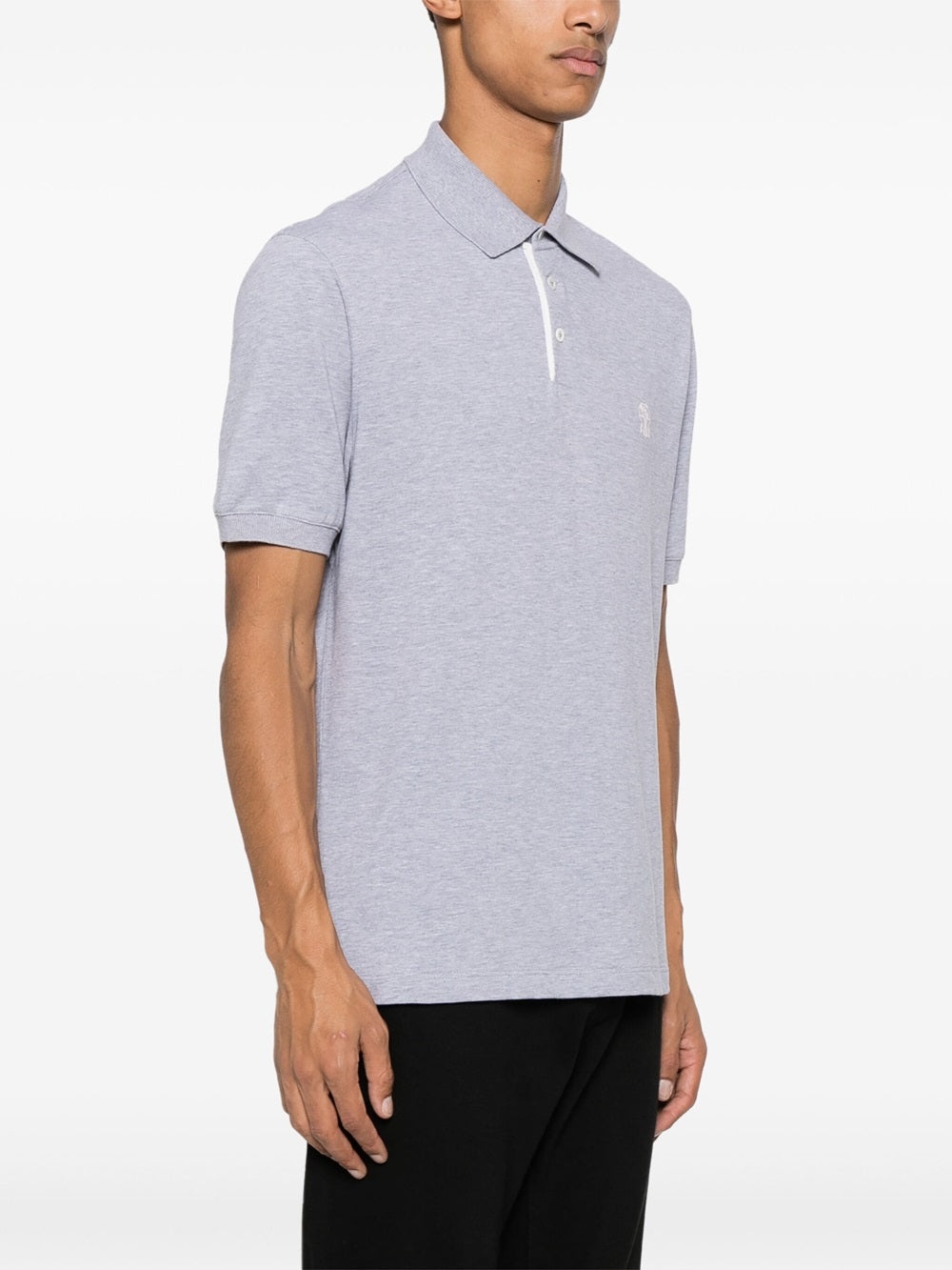 Piqué polo shirt with print - 3