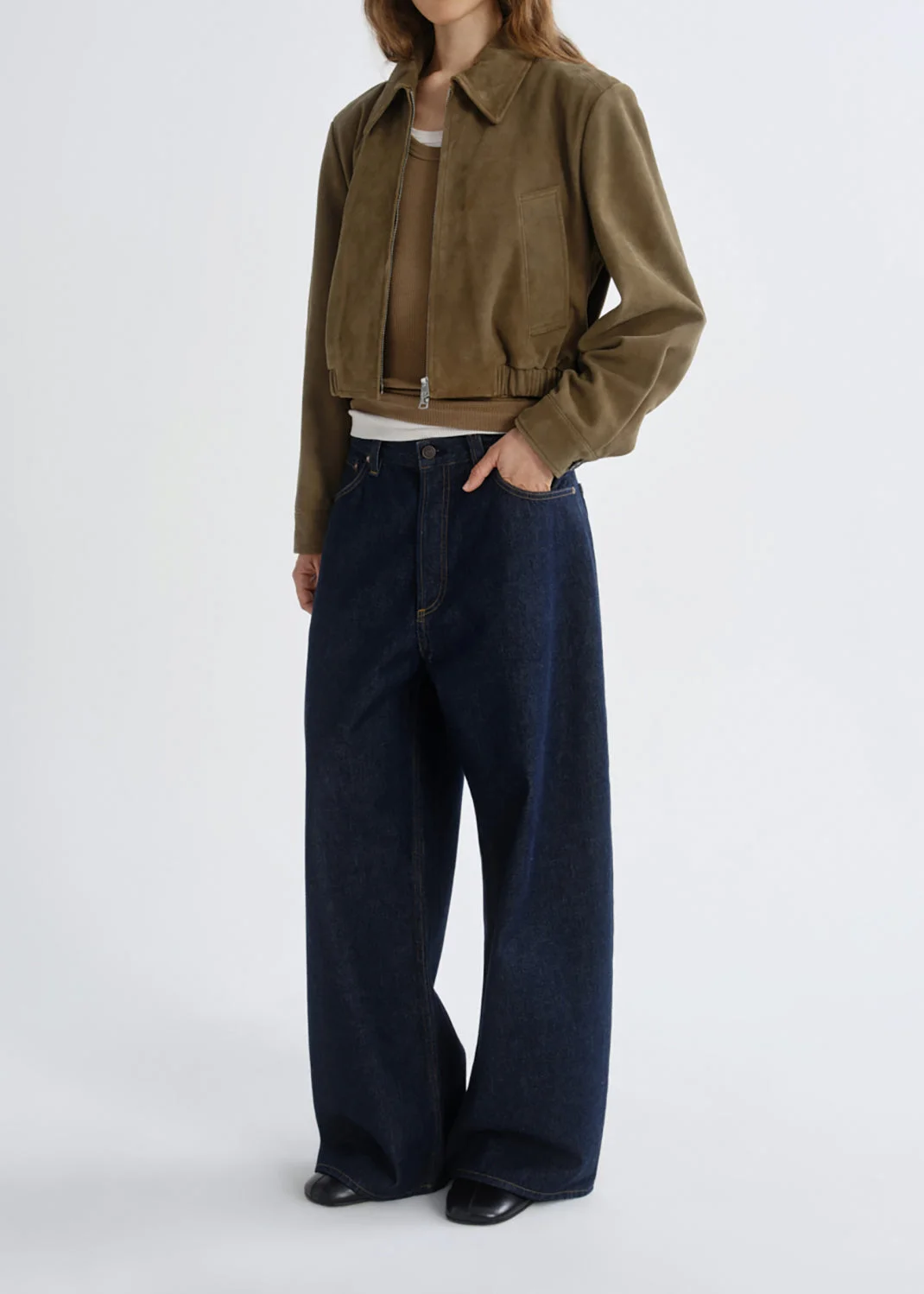 NAHLA CROPPED JACKET (SUEDE) IN CANOPY - 1