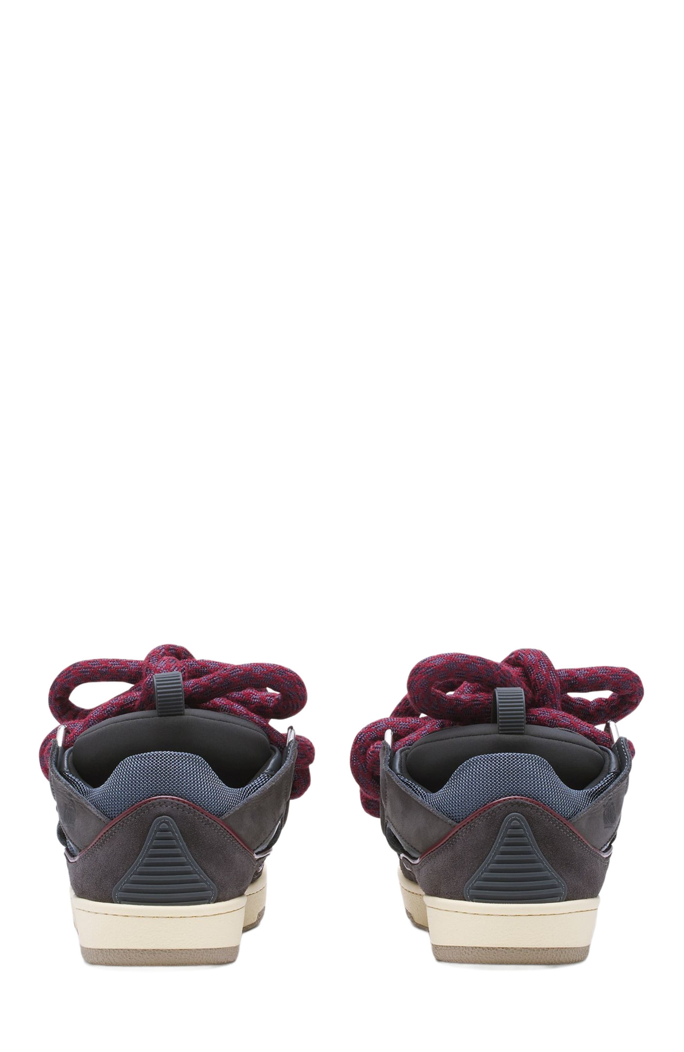 Lanvin CURB SNEAKERS IN LEATHER WITH SNAKE LACES in Shark Grey at Nordstrom - 4