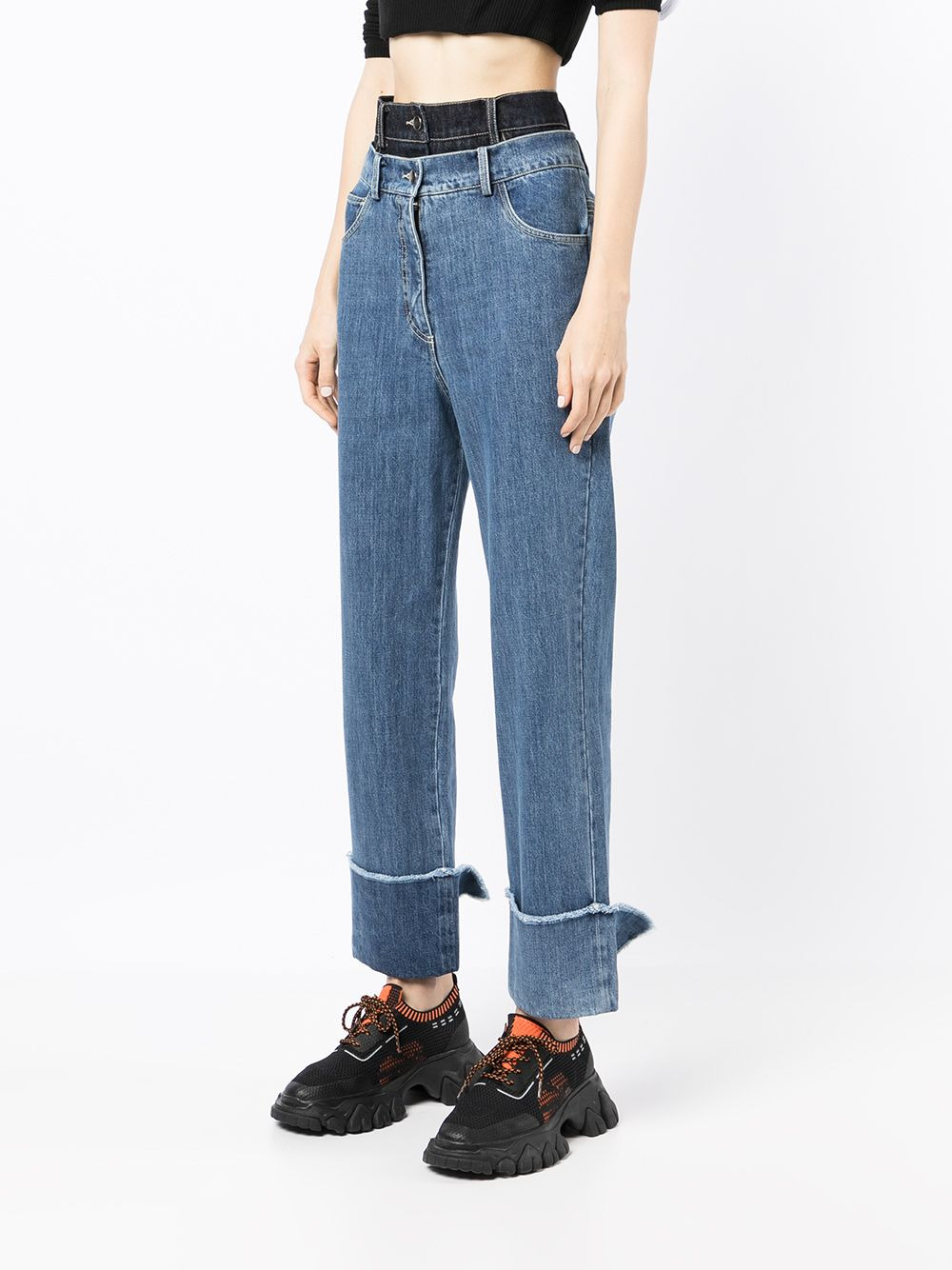 washed double-layer jeans - 3