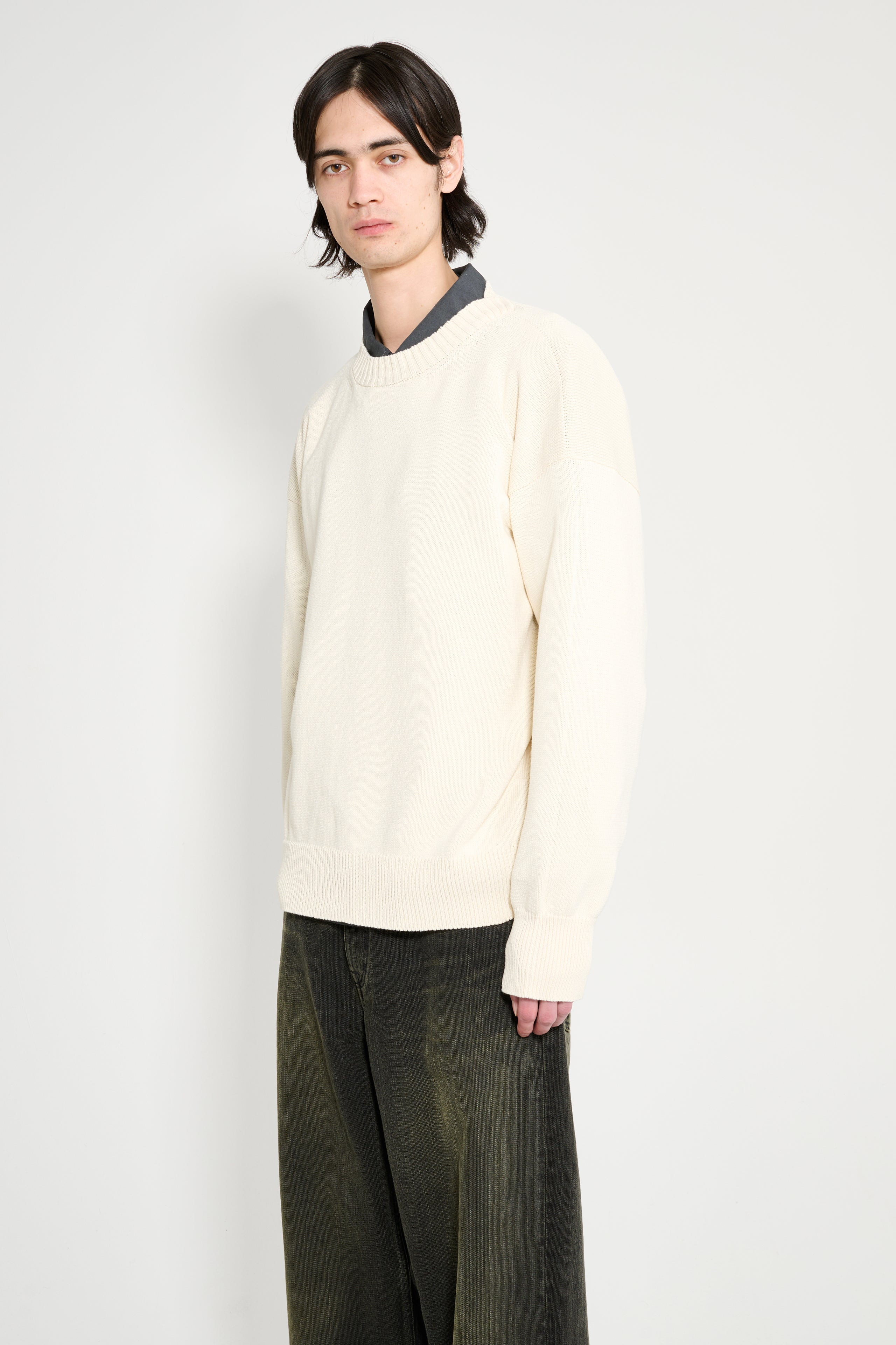MARGARET HOWELL MHL CROSS OVER CREW DRY COTTON ECRU - 2