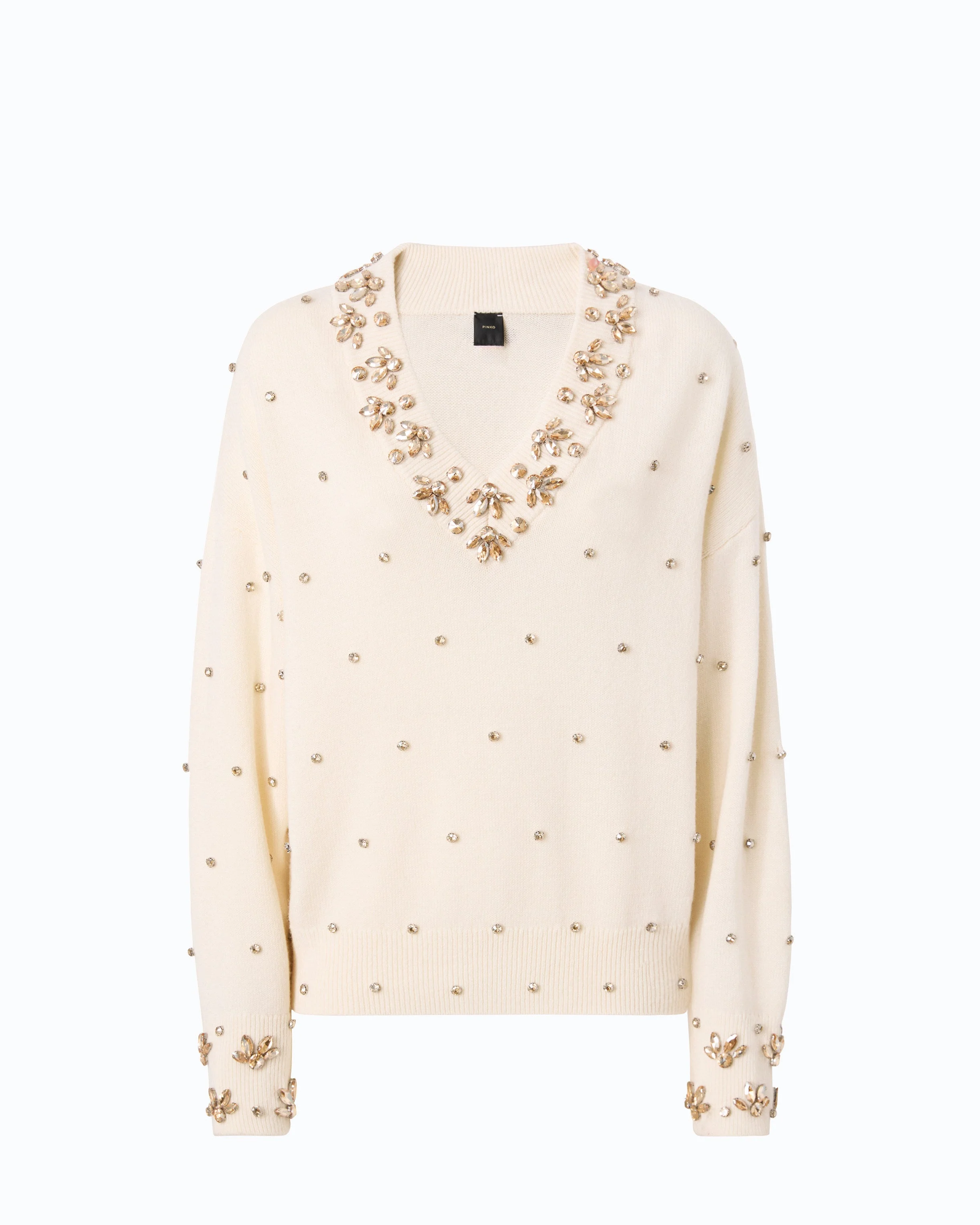 WOOL AND CASHMERE SWEATER WITH JEWEL APPLIQUÉS - 1