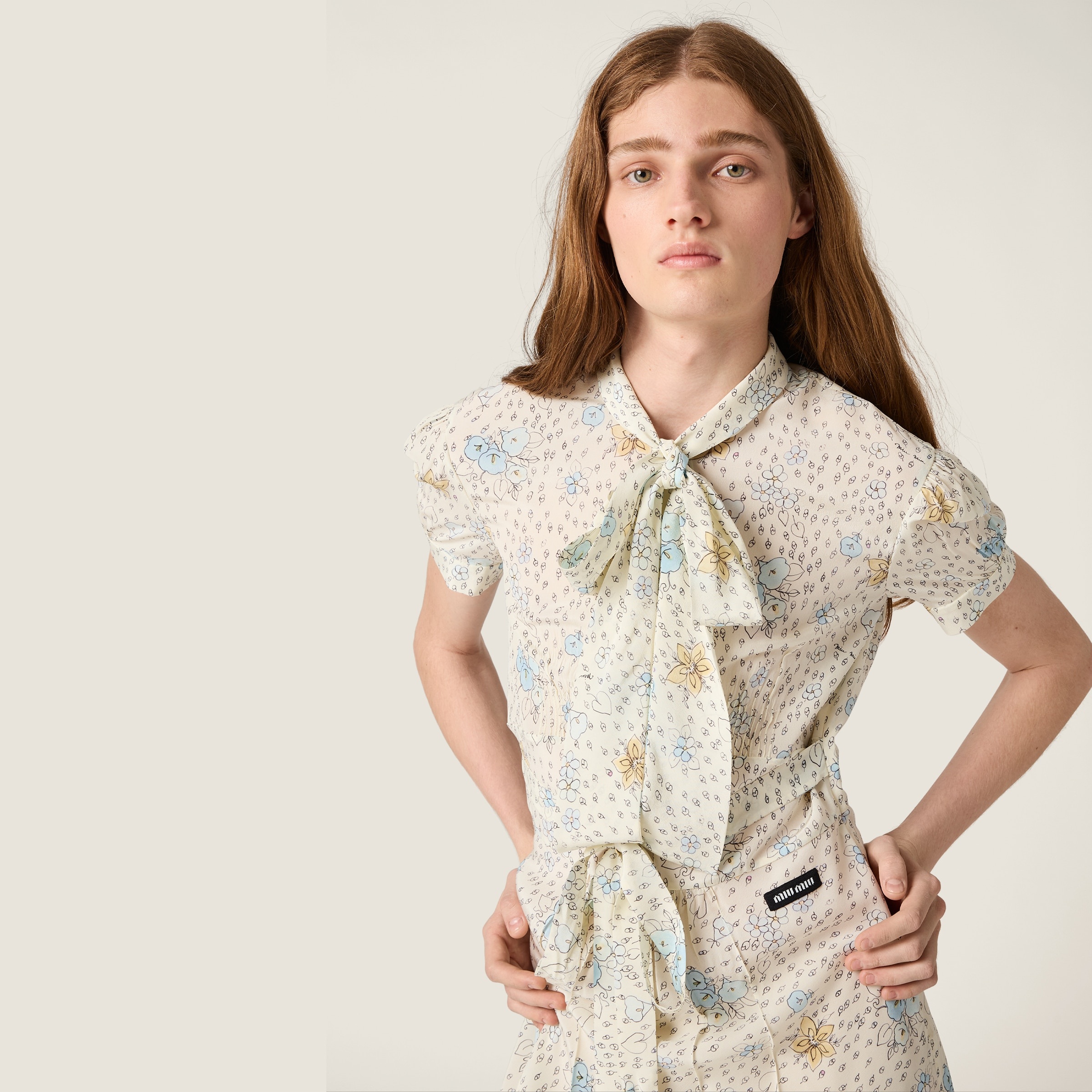 Long crêpe de Chine dress - 4