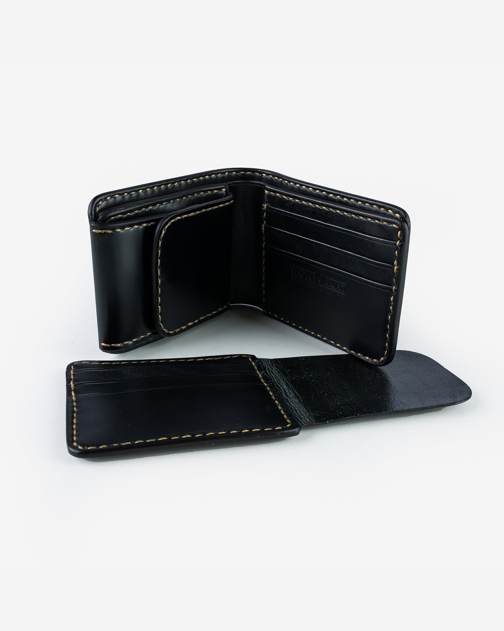 IHG-01-BLK Small Shell Cordovan Wallet - Black - 3