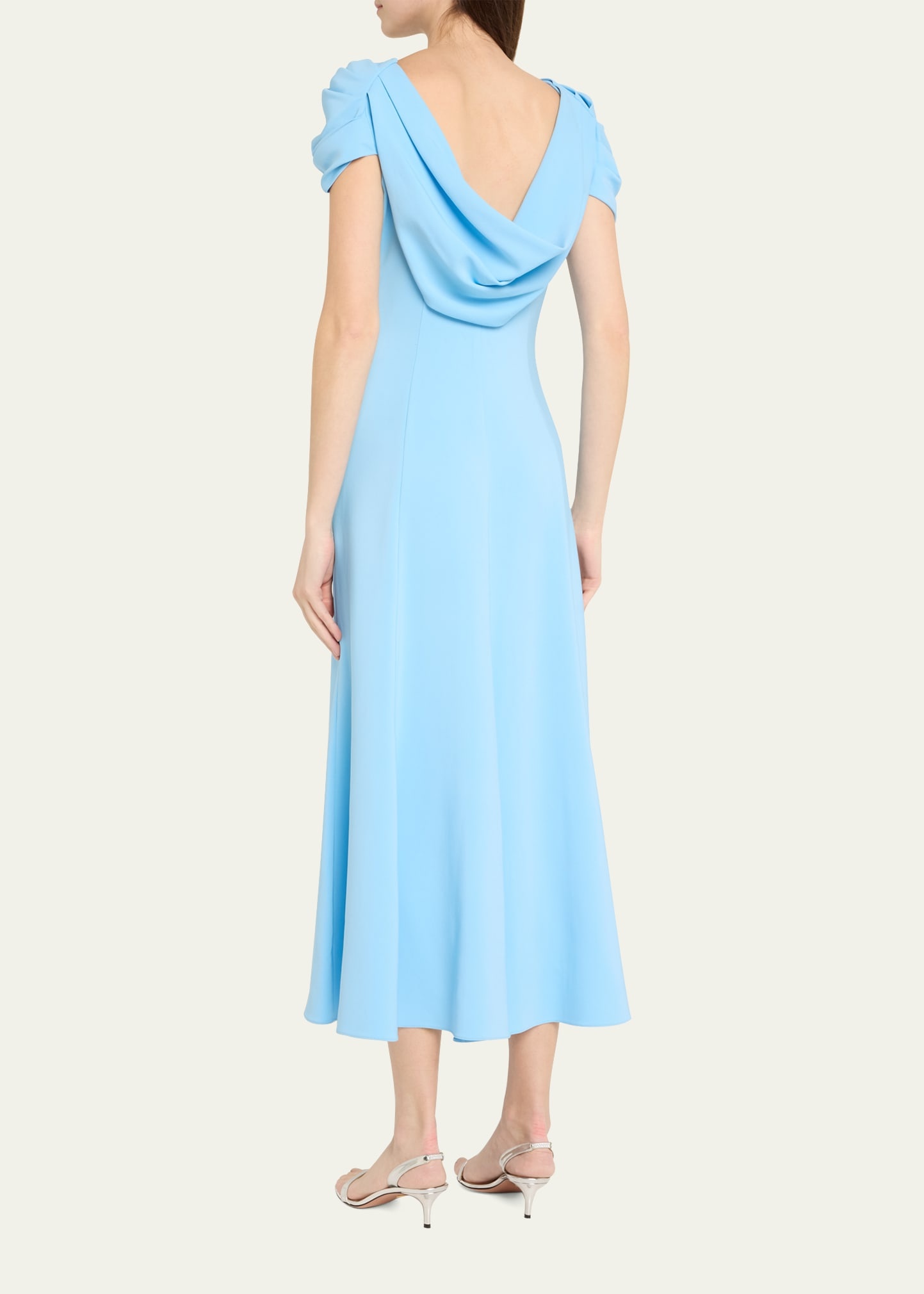 Cap-Sleeve Twisted Cape Cocktail Dress - 3