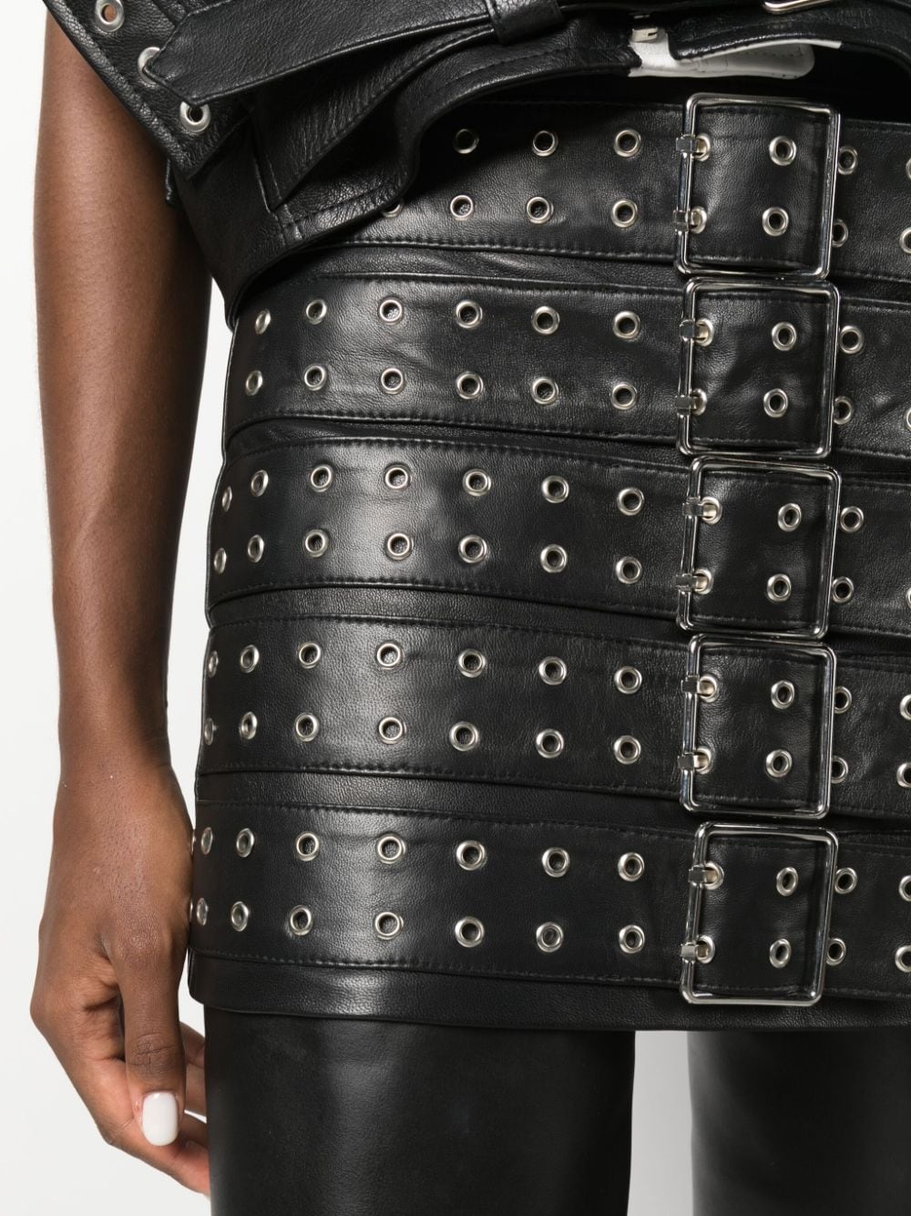 belted leather miniskirt - 5