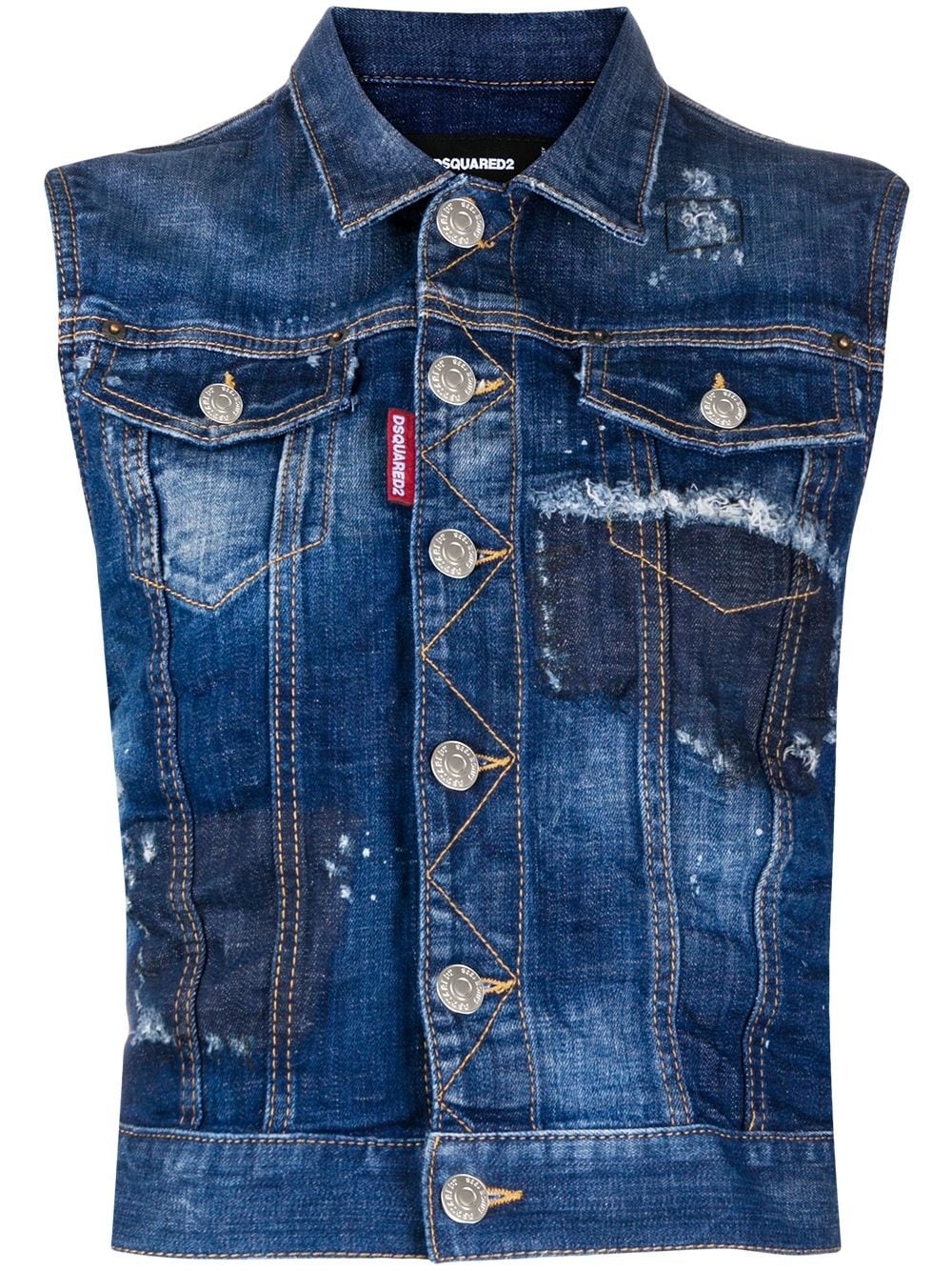 button-up denim vest - 1