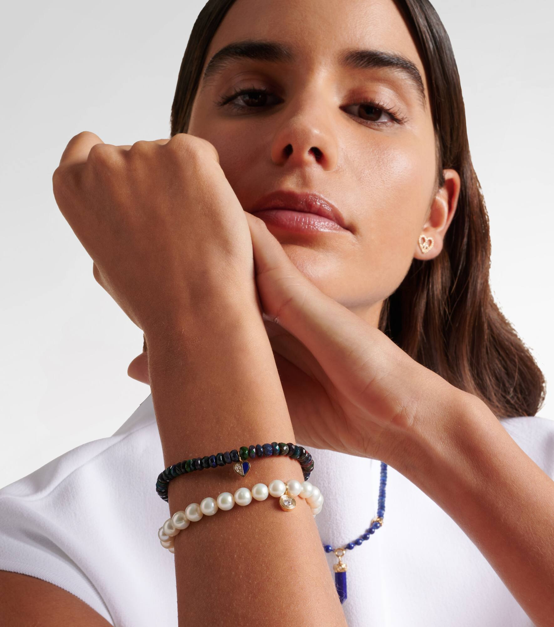 14kt gold and pearl bracelet with diamond - 2