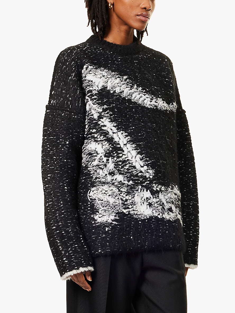 Javier oversized logo intarsia knit jumper - 3