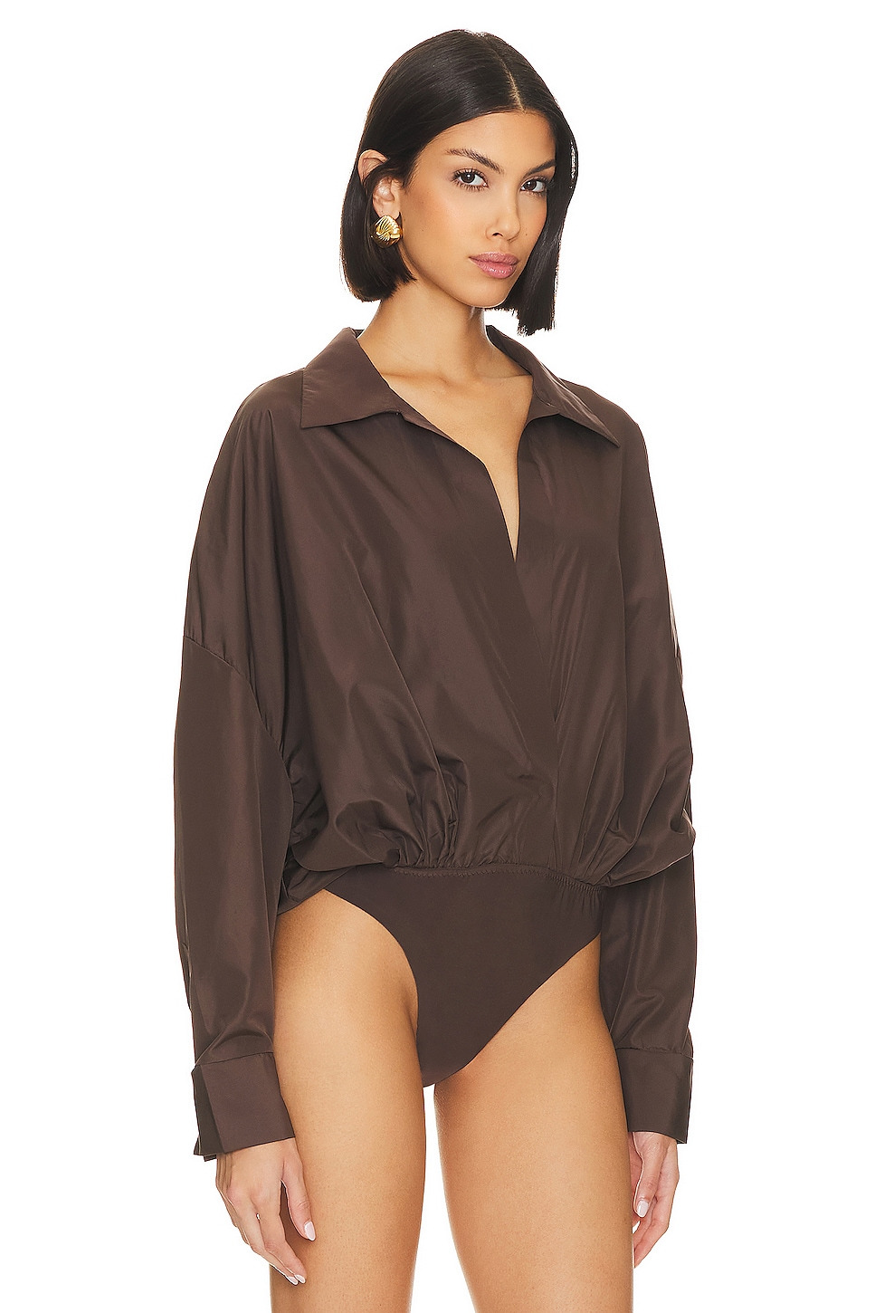 Oversized Boyfriend Shirt Bodysuit - 3