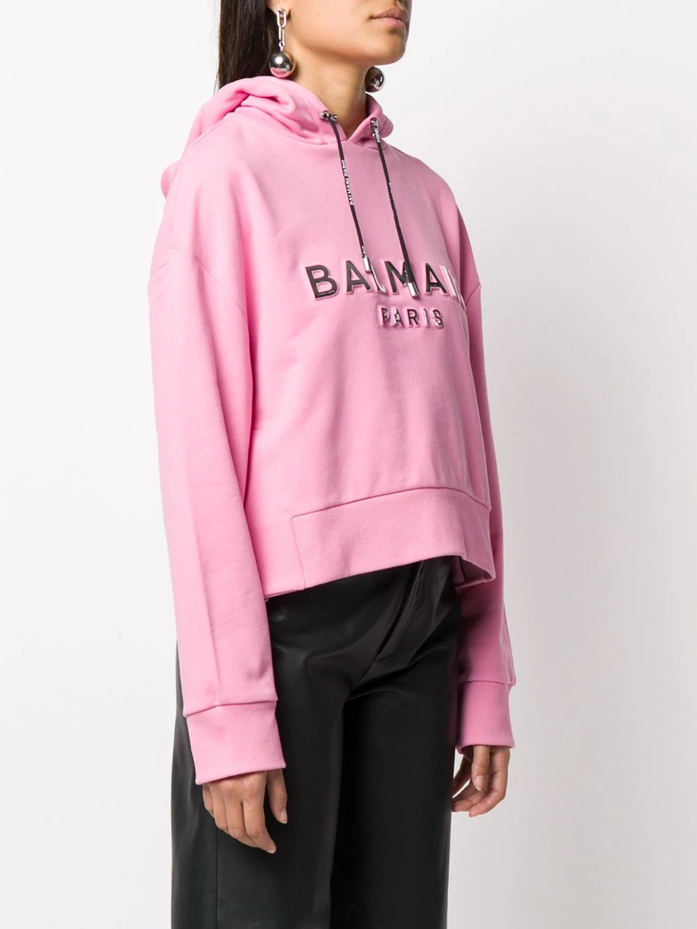 logo-print cropped hoodie - 3