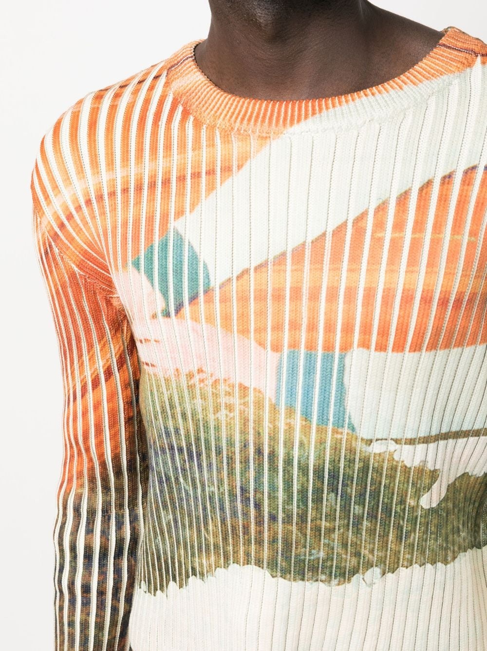 graphic-print ribbed jumper - 6