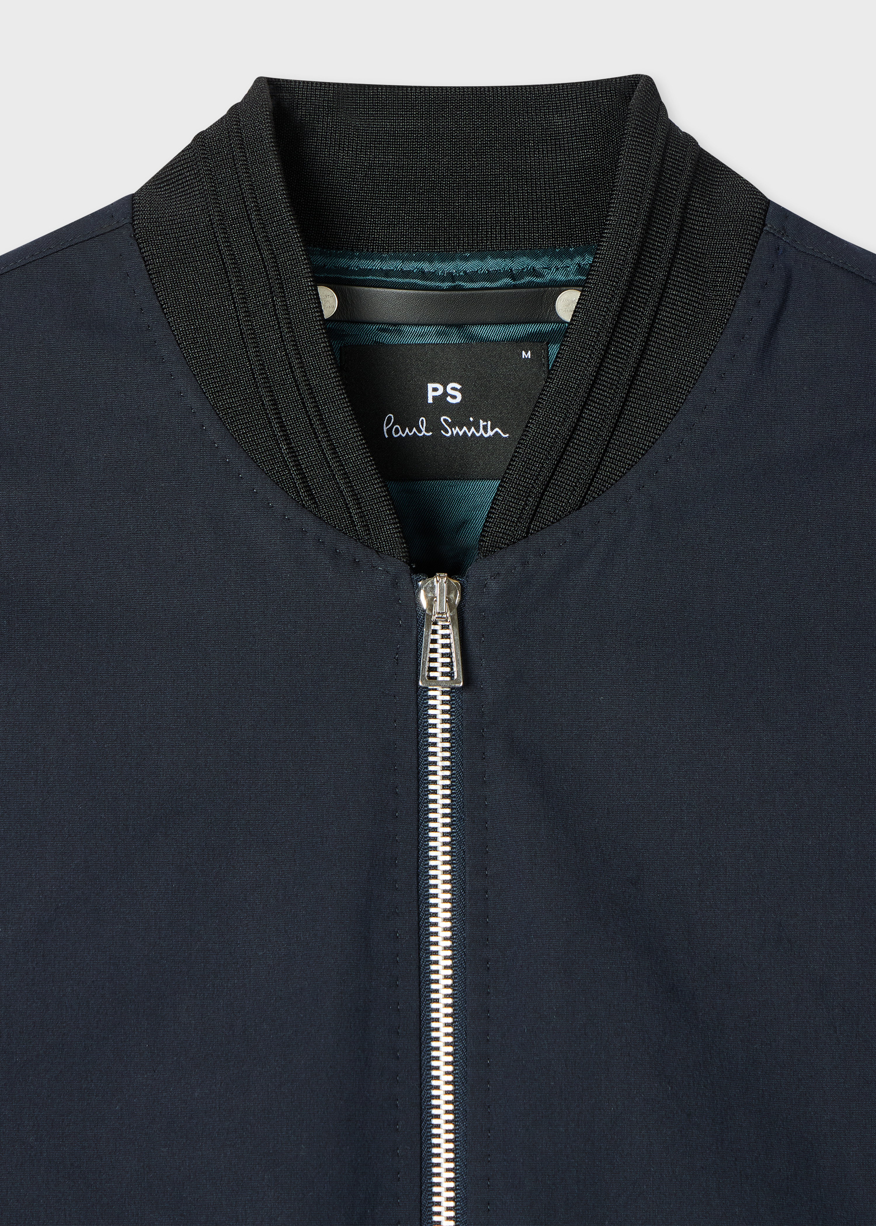 Navy Cotton-Blend Stretch Bomber Jacket - 2