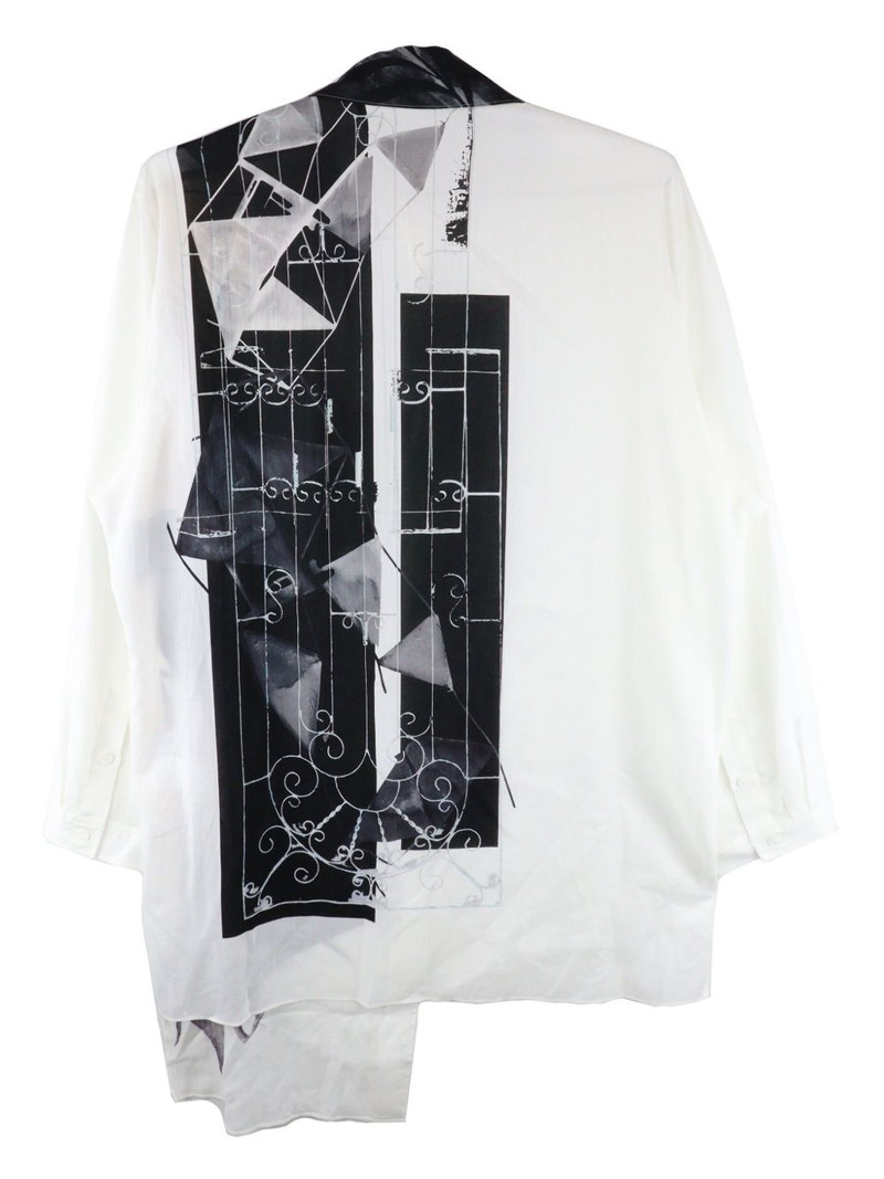 Yohji Yamamoto abstract-print long-sleeve shirt outlook