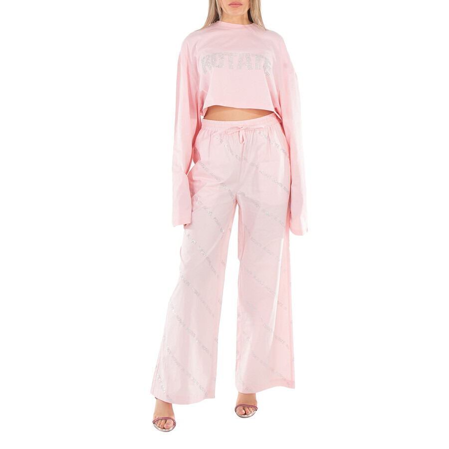 Rotate Ladies Pink Crystal Poplin Pants - 4