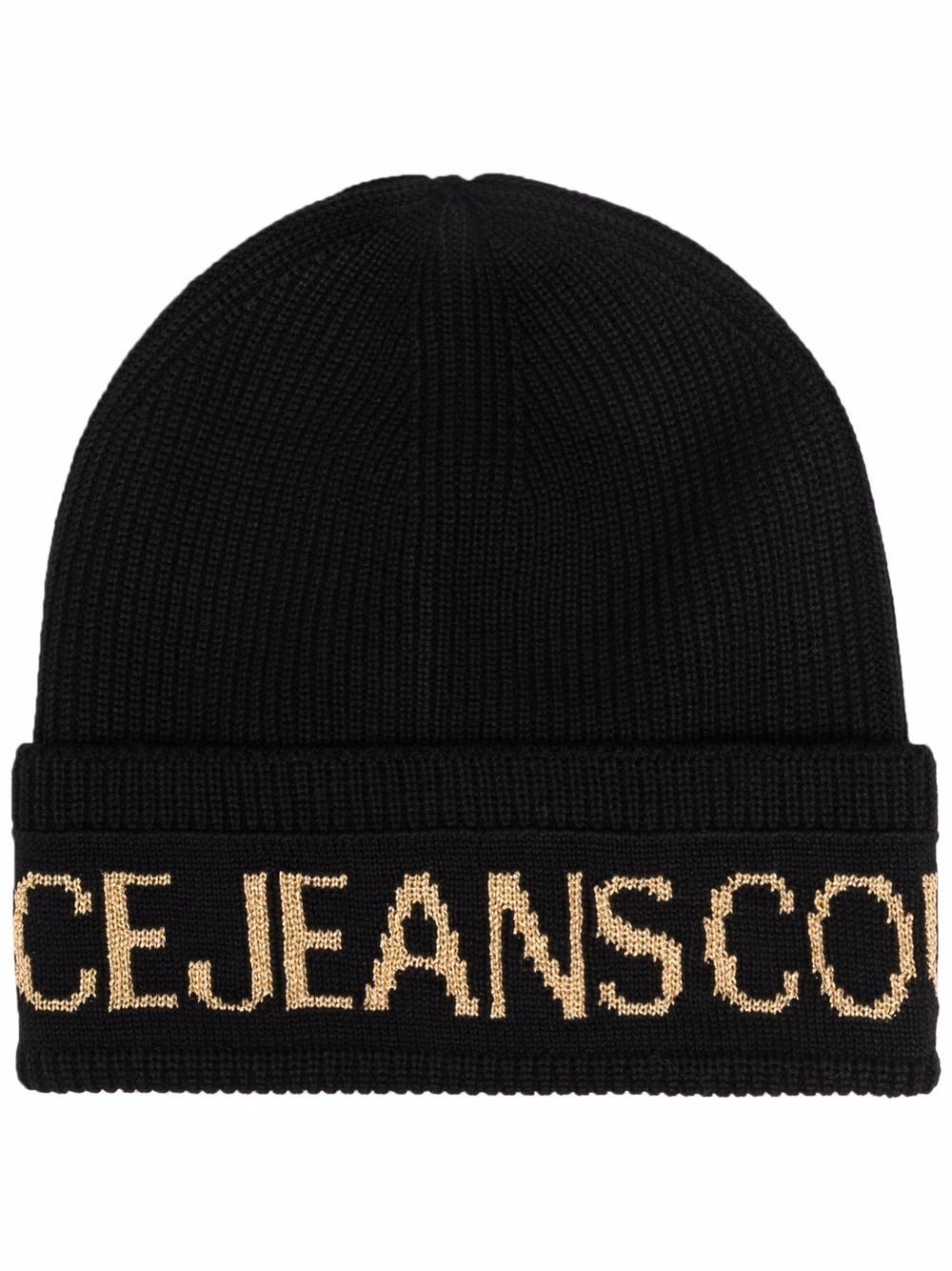 logo-print knitted beanie - 1