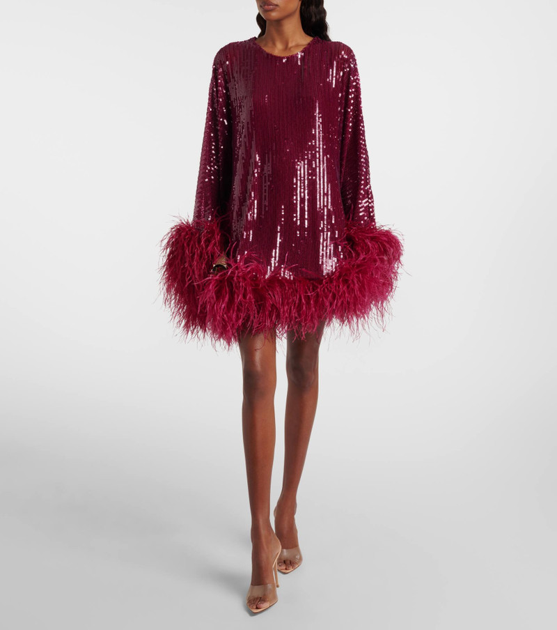 Taller Marmo Vegas sequined feather-trimmed chiffon kaftan outlook
