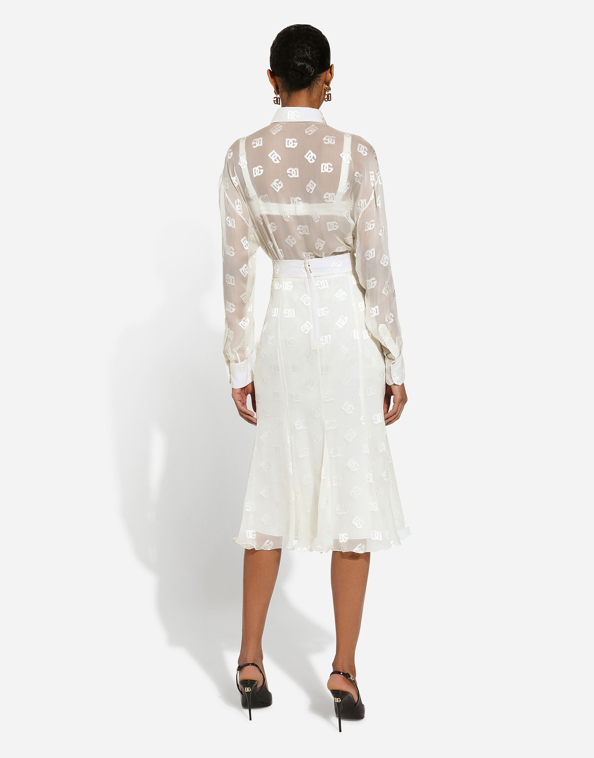Dévoré silk shirt with DG logo - 3