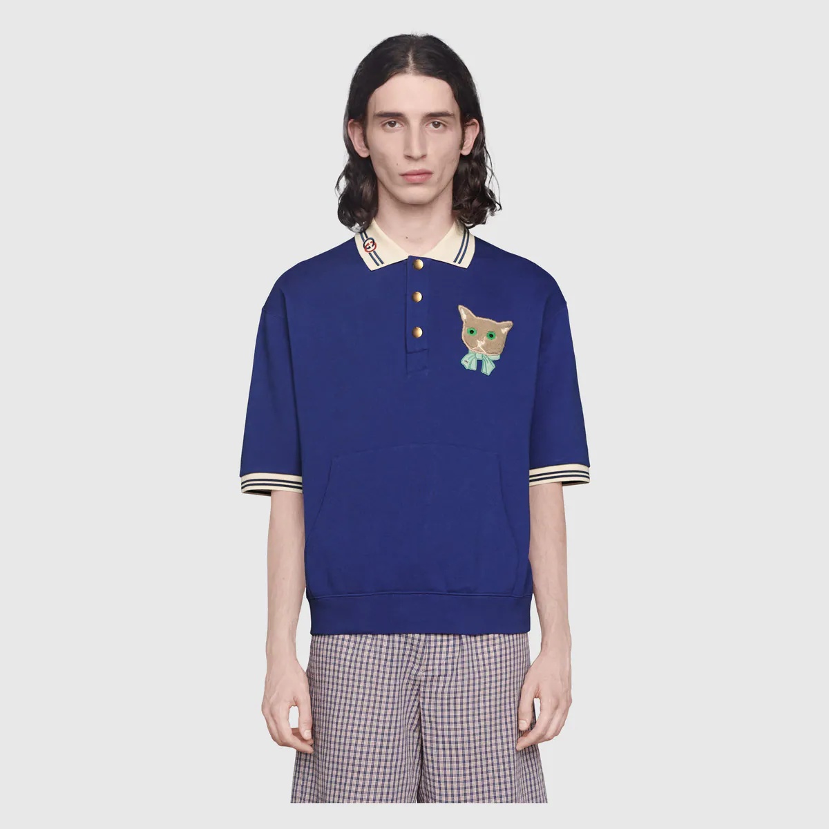 Jersey polo sweatshirt with Gucci cat - 3