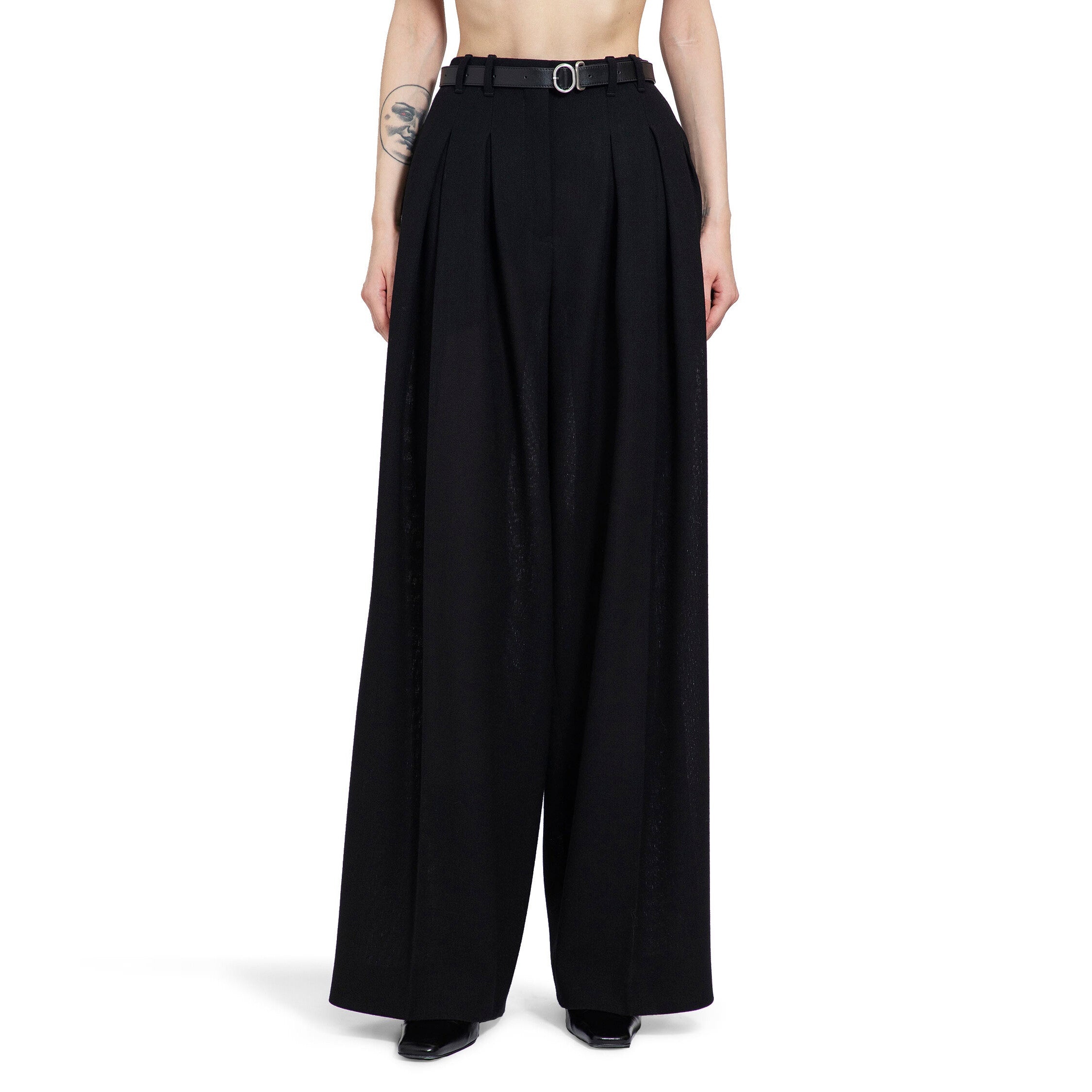 JIL SANDER WOMAN BLACK TROUSERS - 6