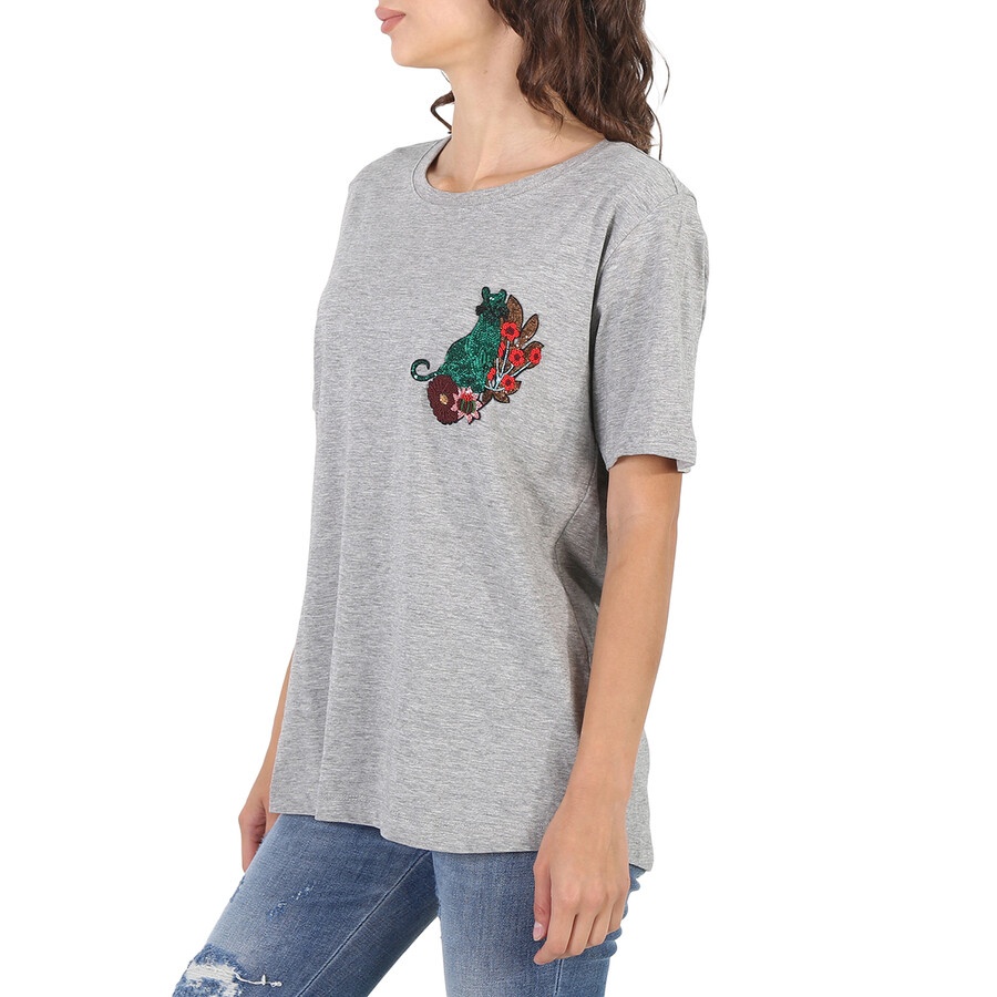 Essentiel Ladies Grey Rigo Cat Patch T-Shirt - 5