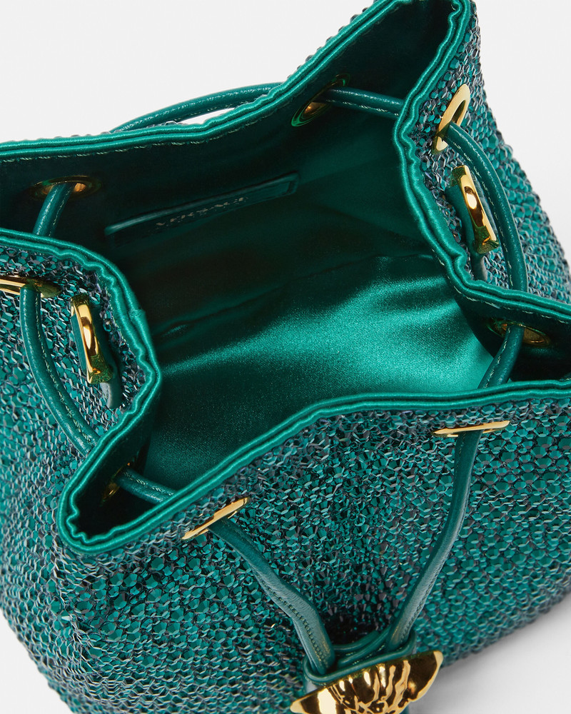 La Medusa Embellished Satin Mini Bucket Bag 3