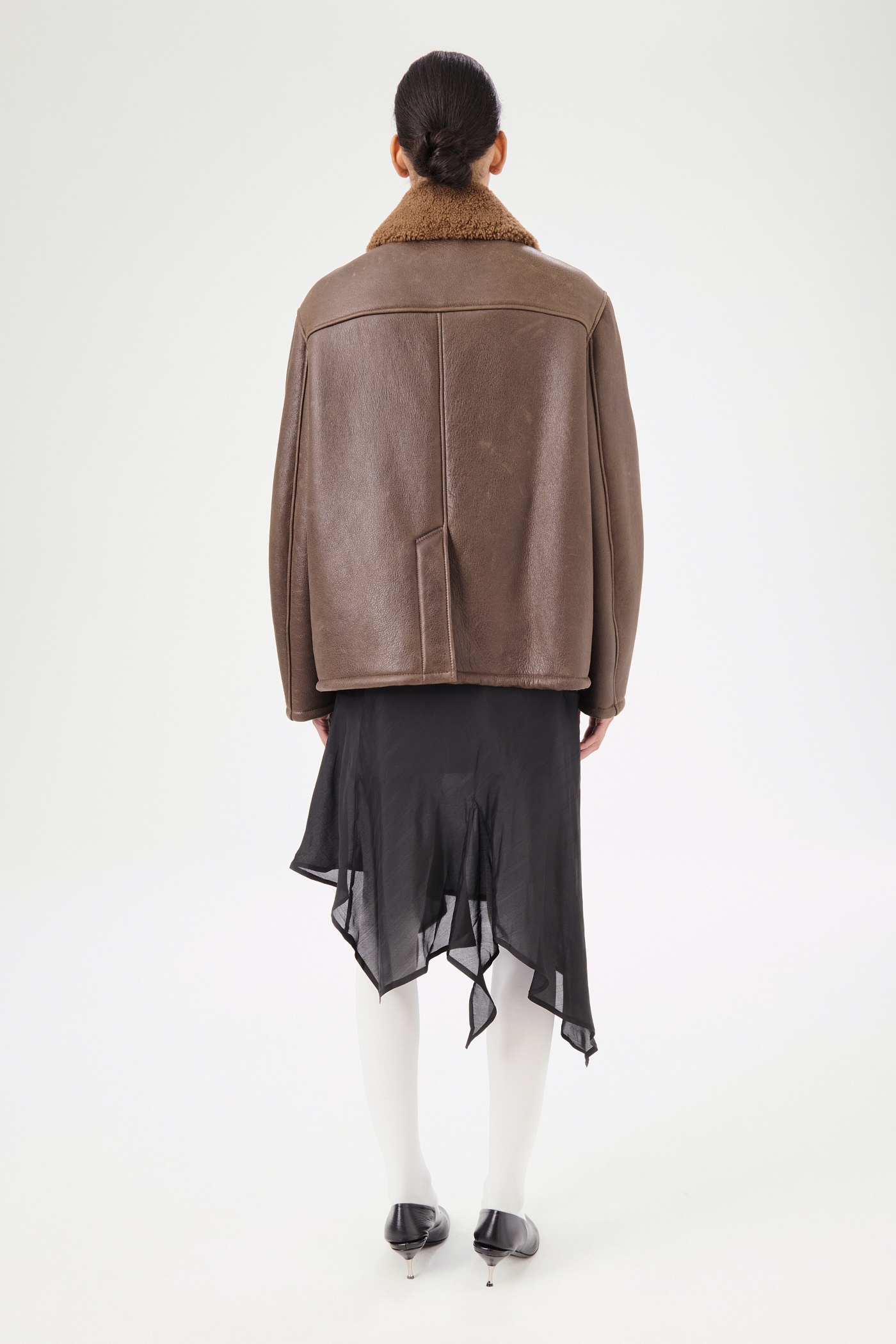 Alaska Jacket Rustic Grain Brown Shearling - 6