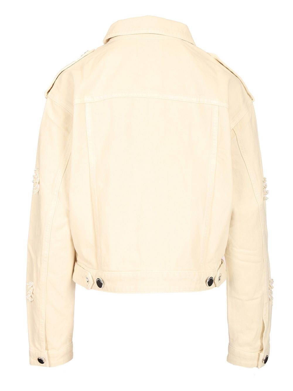 Cream Denim Beaded Floral Jacket Jackets White - 2