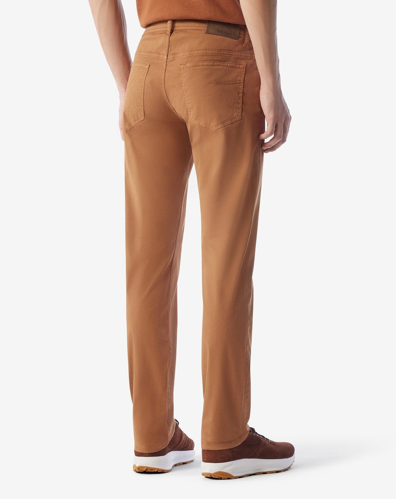 Light brown stretch cotton 5-pocket trousers 3