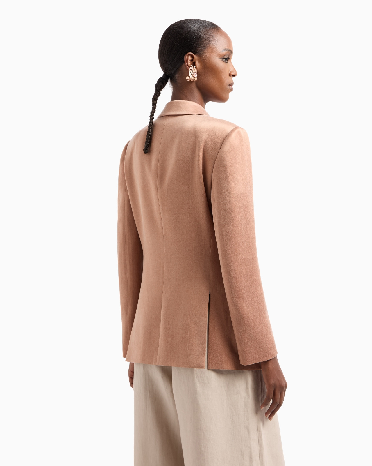 DOUBLE-BREASTED JACKET IN VISCOSE AND CUPRO - 3