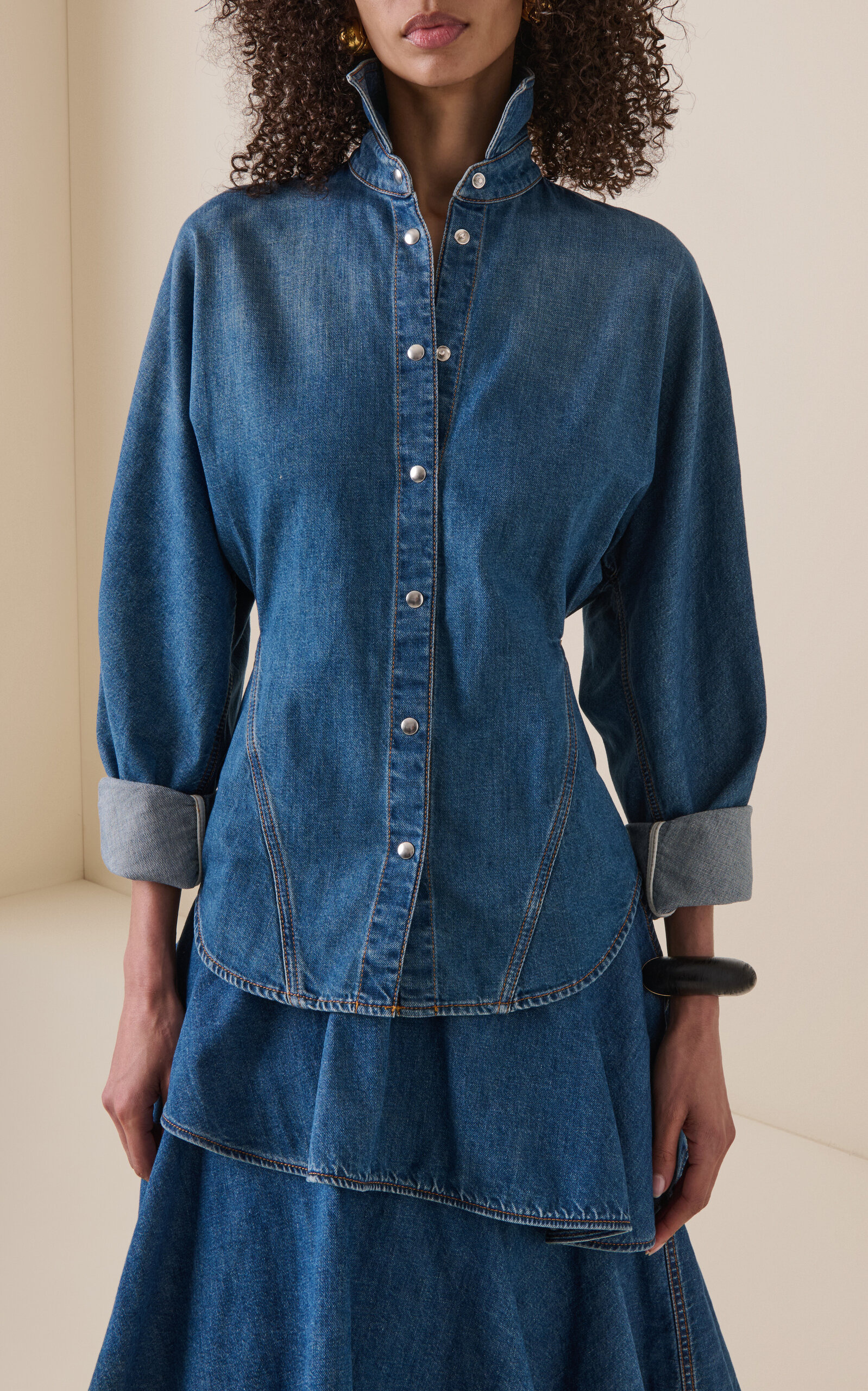 Curved Denim Shirt blue - 2