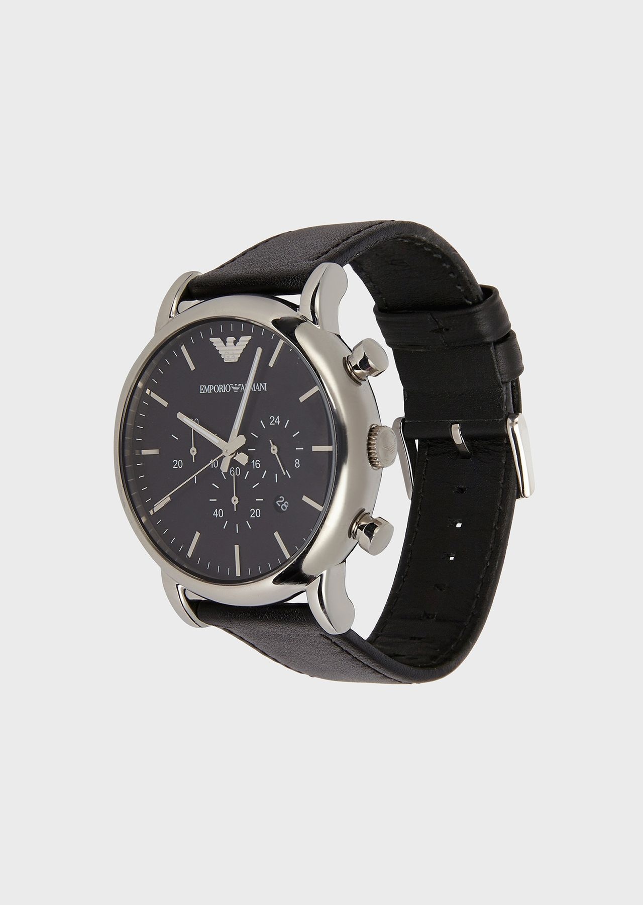 Chronograph Black Leather Watch - 3