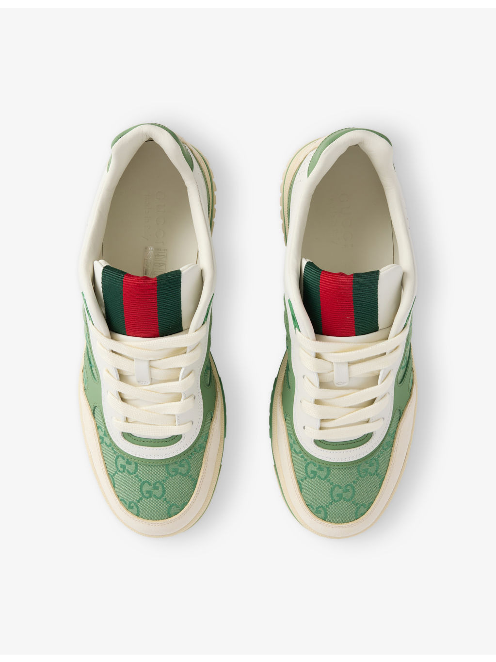 Re-Web GG Canvas and Leather Low-Top Trainers - 2