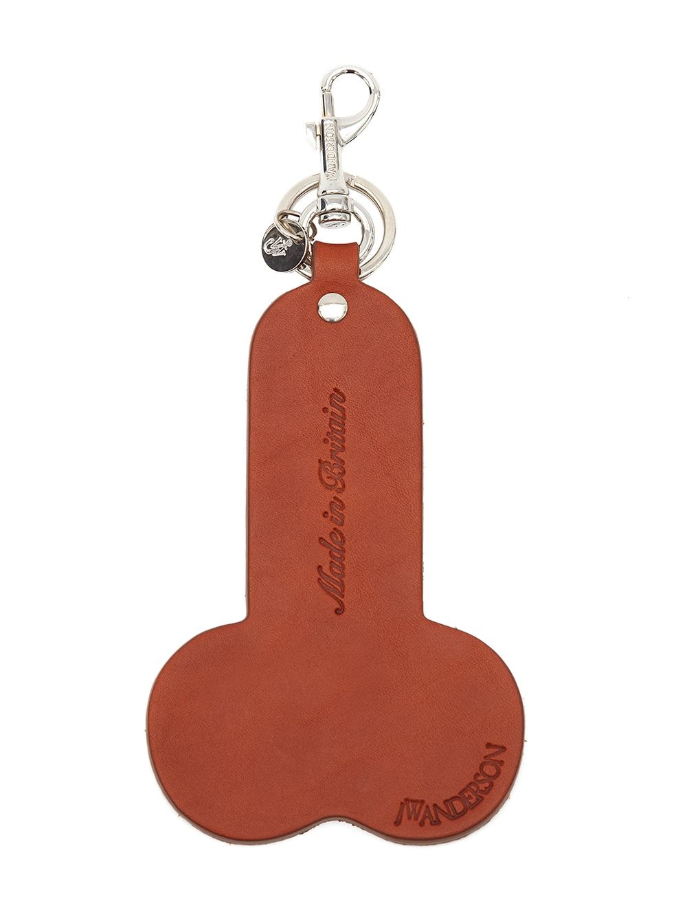 phallic-shaped calf leather keyring - 1