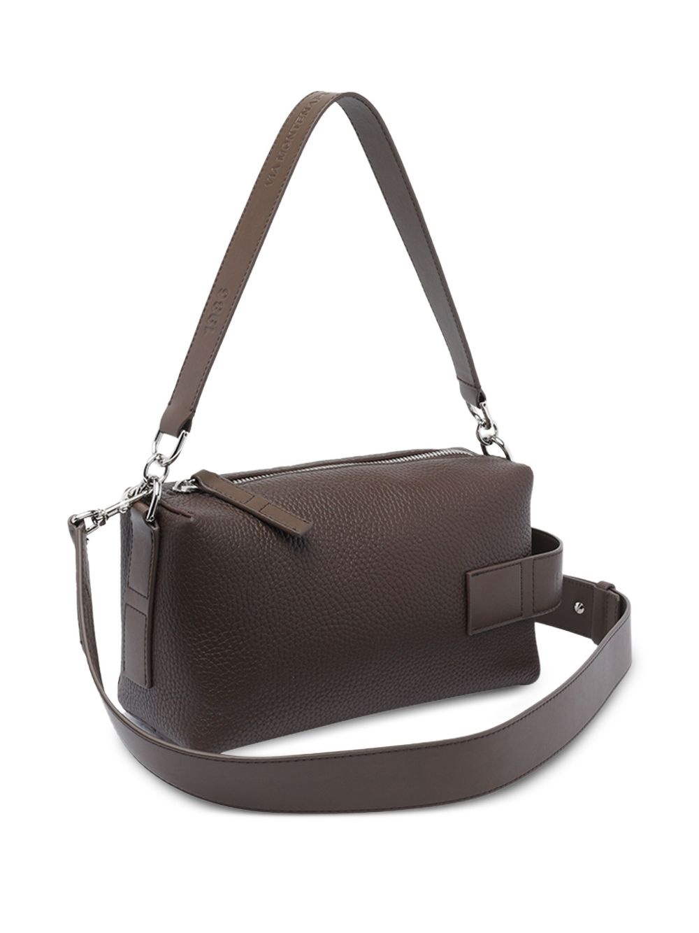 leather zip-top shoulder bag - 3