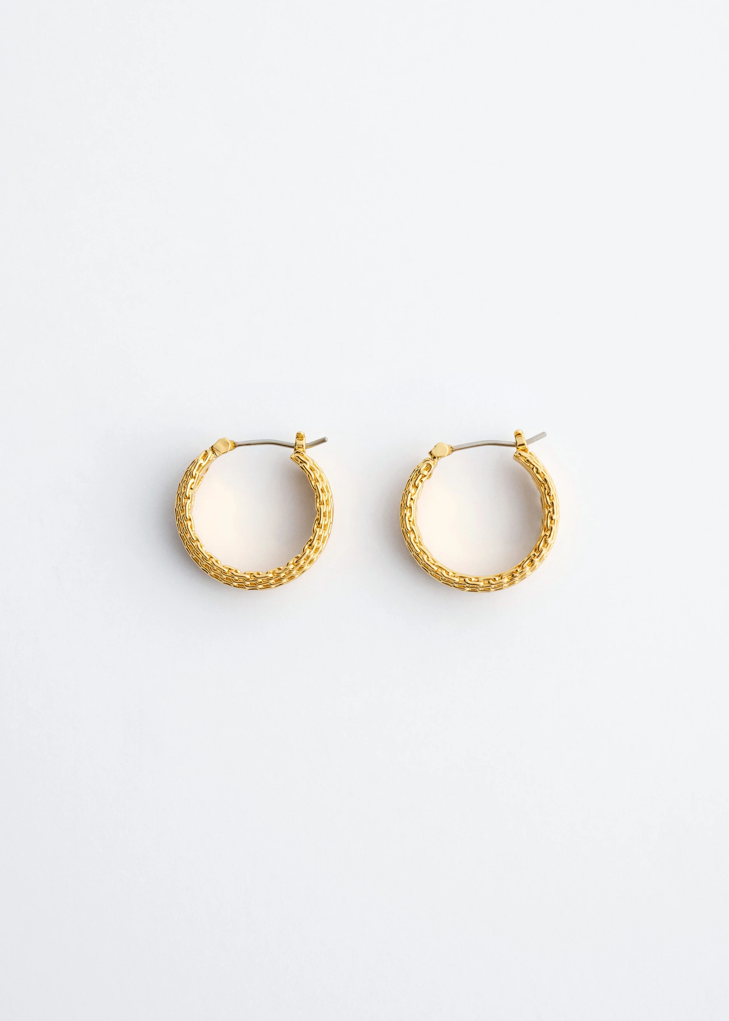 Chain-Inspired Brass Hoops - 1