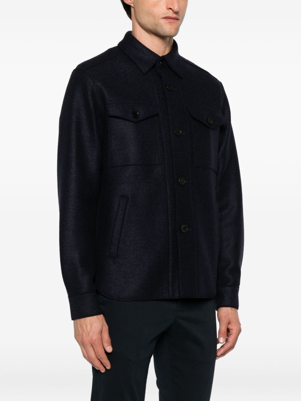 button-down flap-pocket shirt jacket - 3