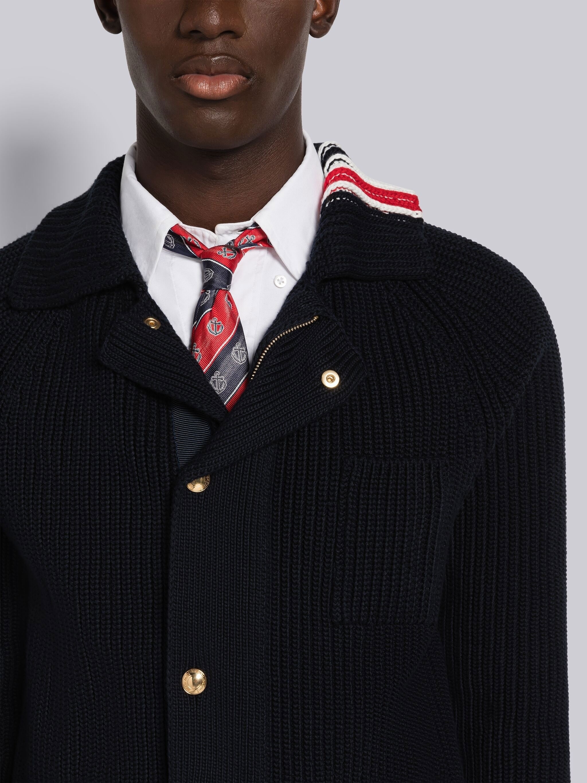 Cardigan Stitch Cotton Stripe Raglan Zip Jacket - 5