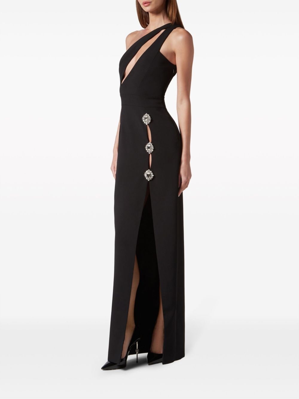 brooch-embellished cady maxi dress - 3