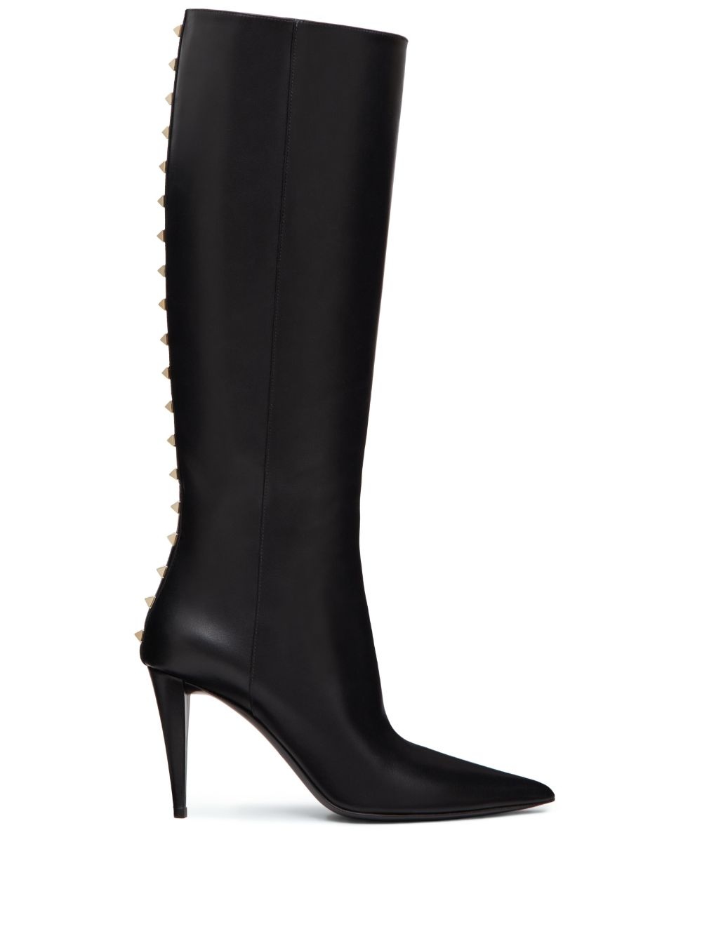 Rockstud leather knee-high boots - 1