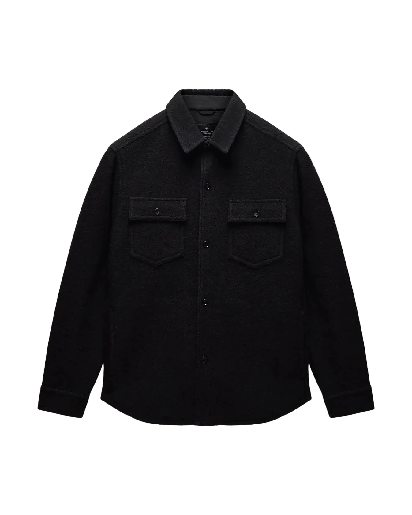 Boiled Wool Warden Overshirt Black - 1