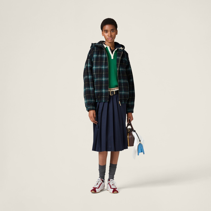Miu Miu Plaid hoodie jacket outlook