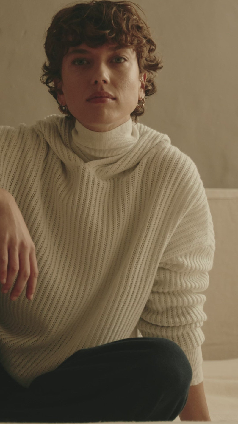Johnstons of Elgin Mesh Rib Cashmere White Hoodie outlook
