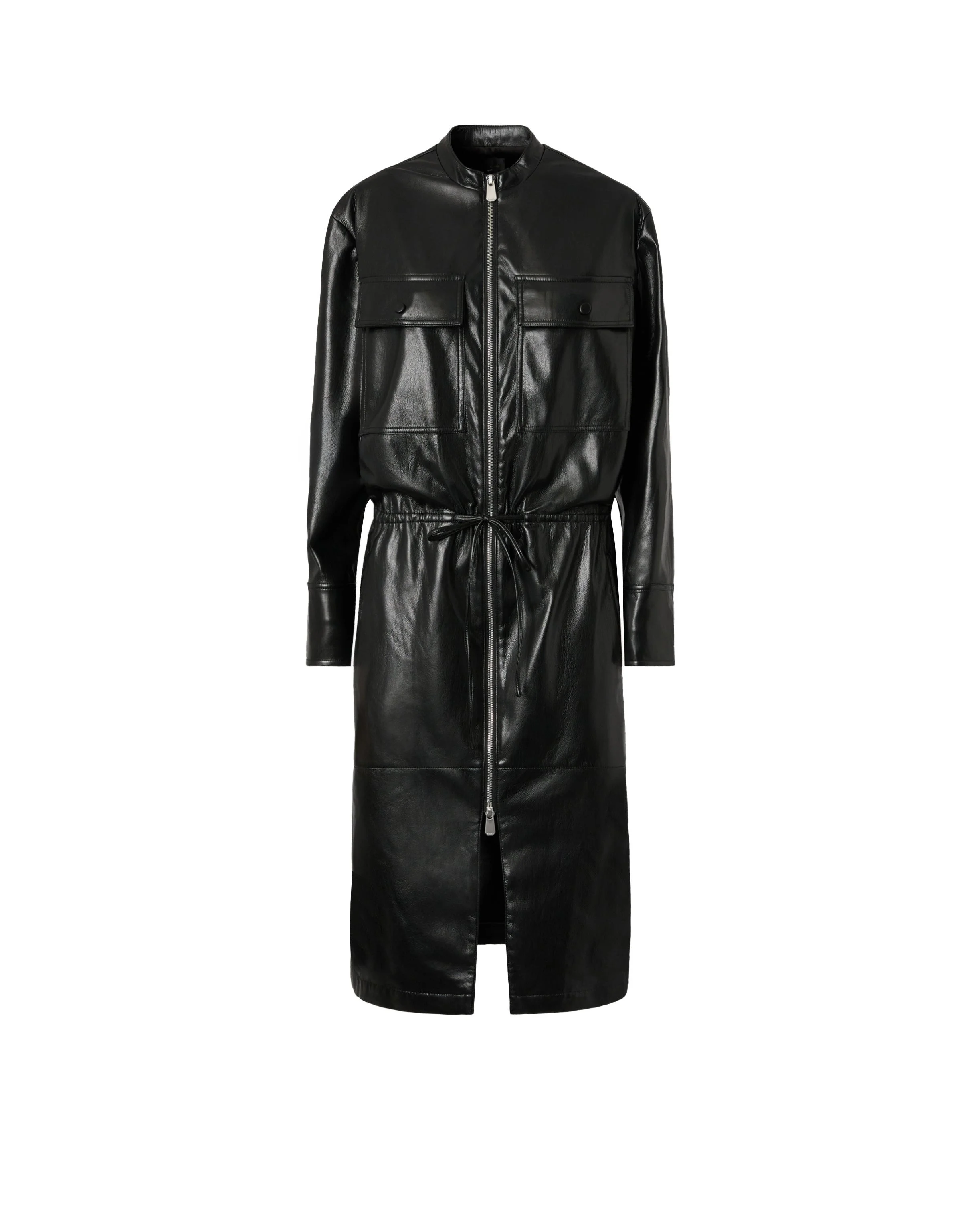 LEATHER-EFFECT MIDI DRESS WITH ZIP - 1