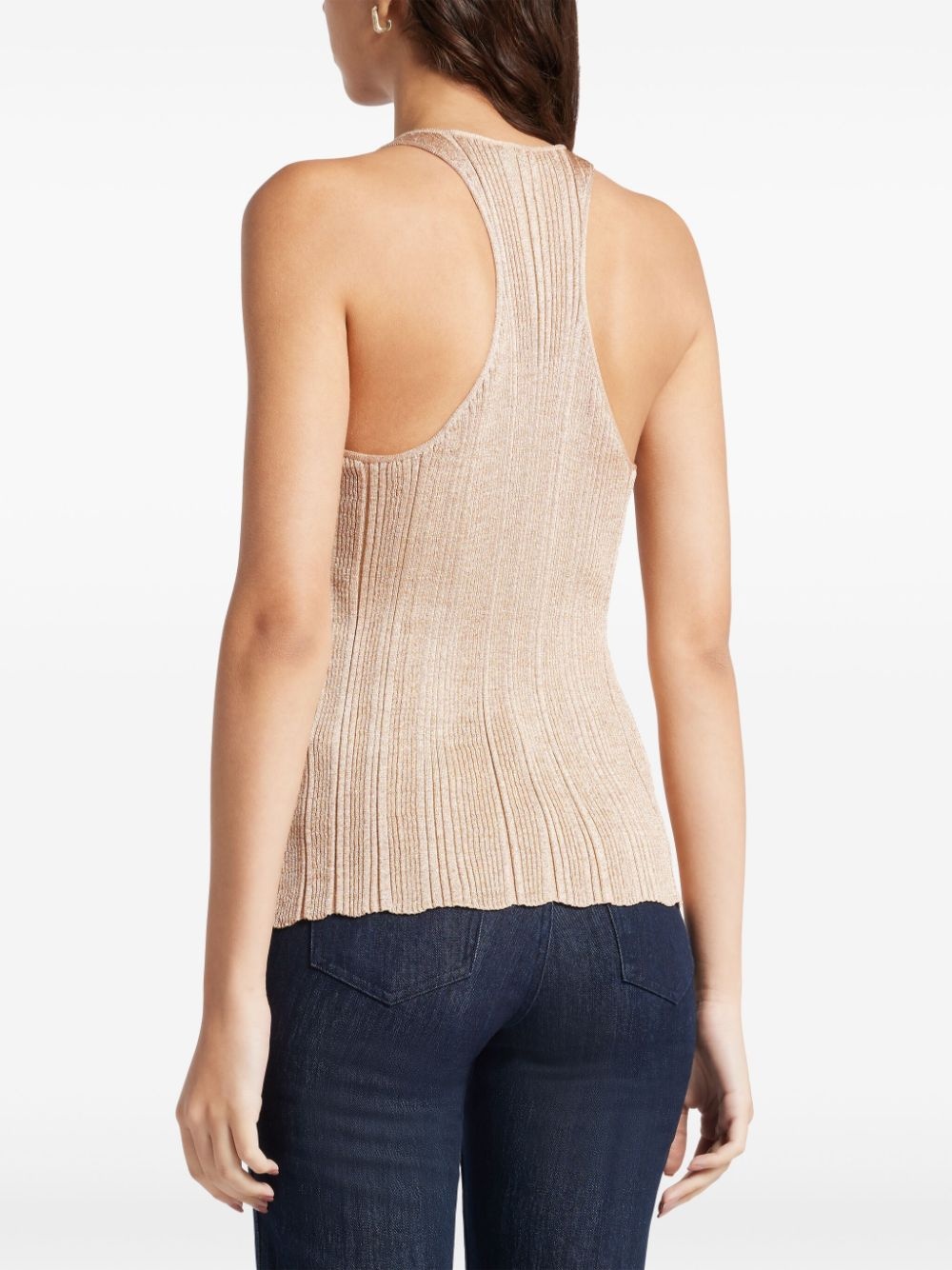 lurex-detailing ribbed tank top - 4