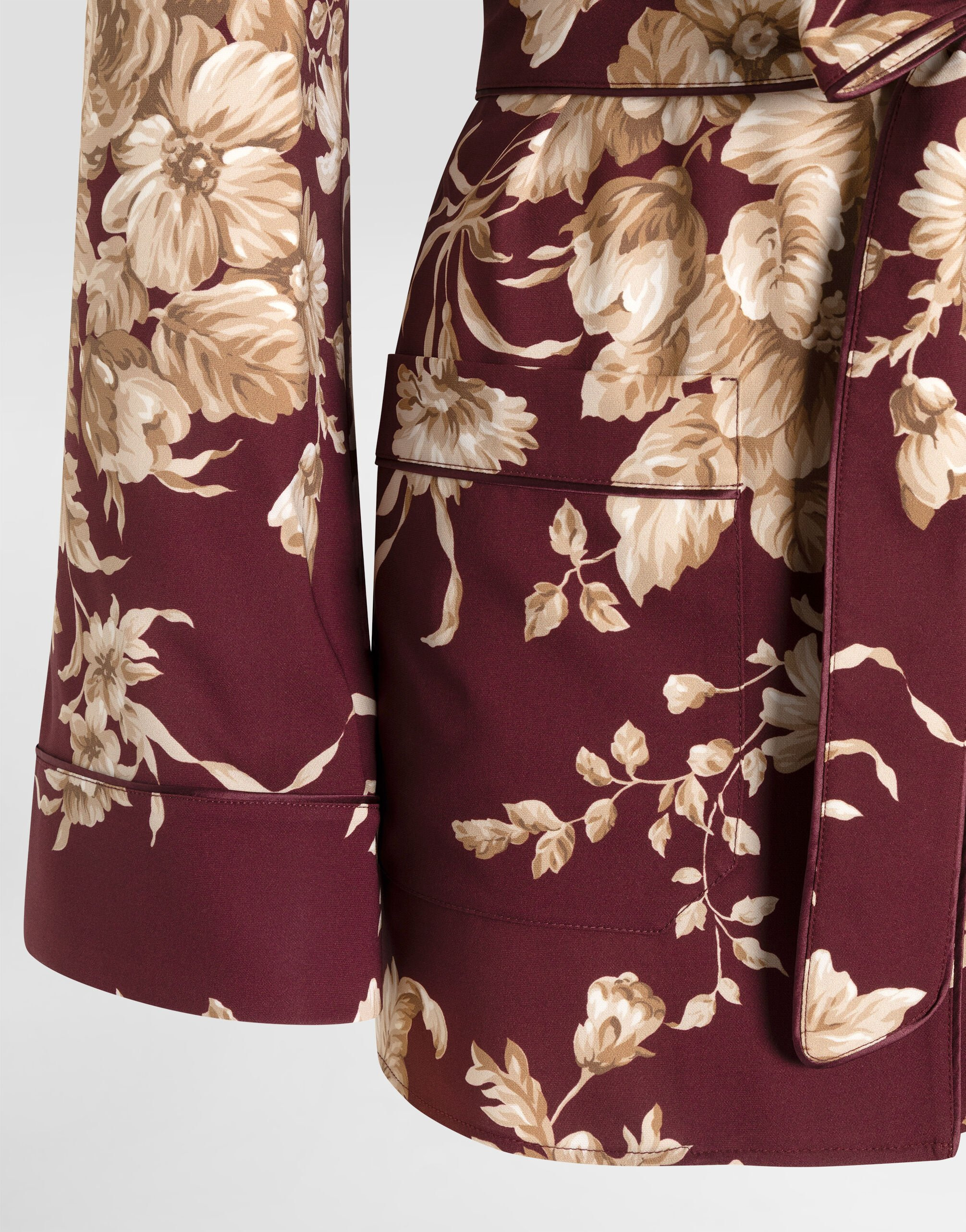 Rose-print charmeuse vanity shirt - 3